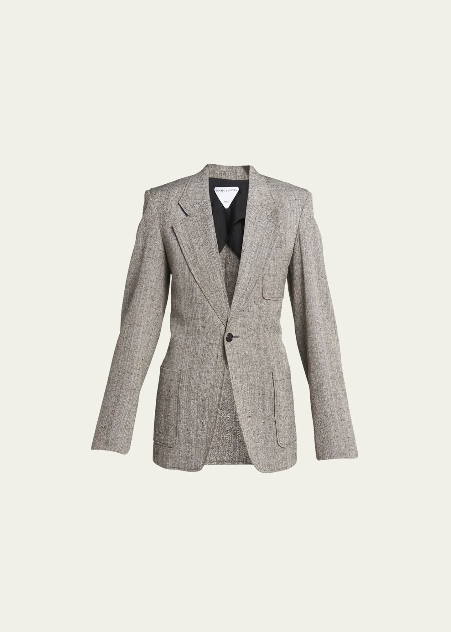Bottega Veneta Knotted Melange Viscose Blazer Jacket Image 1 of 5