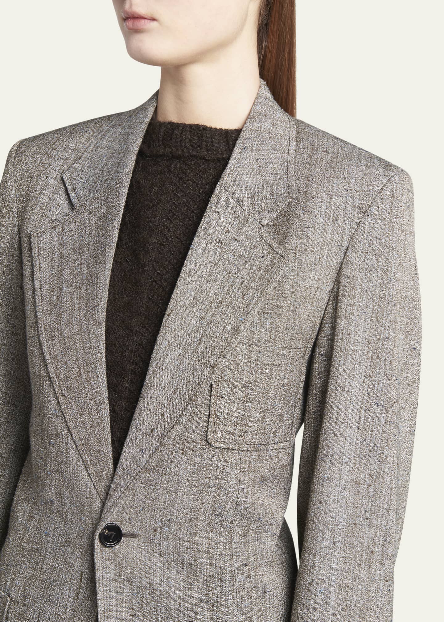 Bottega Veneta Knotted Melange Viscose Blazer Jacket Image 5 of 5