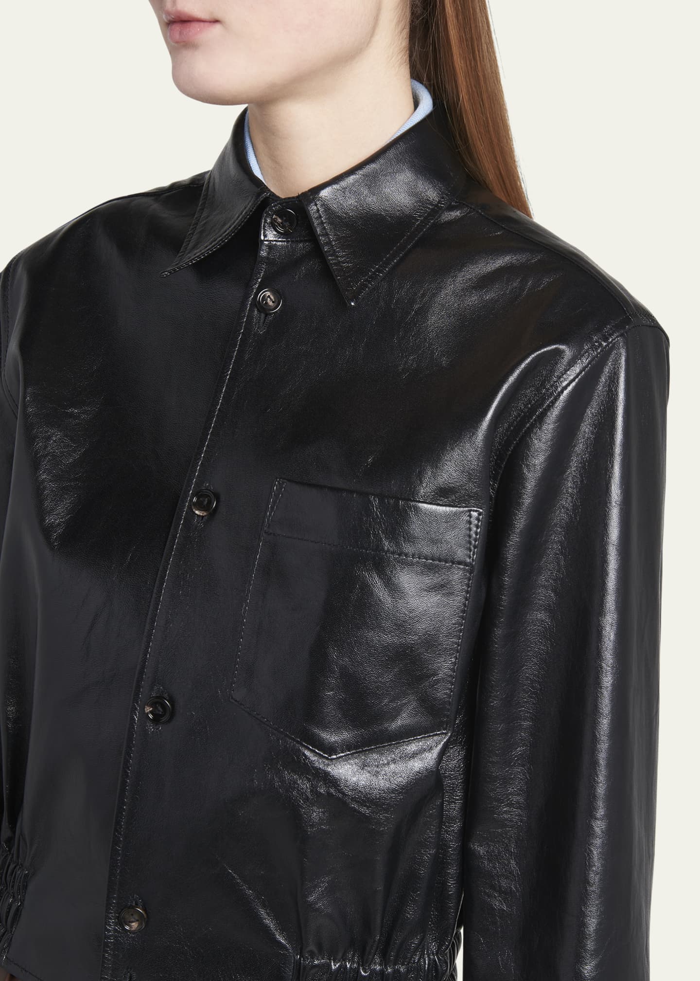 25FW【BOTTEGA VENETA】Black Nappa Light レザー ジャケット Bottega Veneta: Women's Light Leather Blouson (Black) | DSML