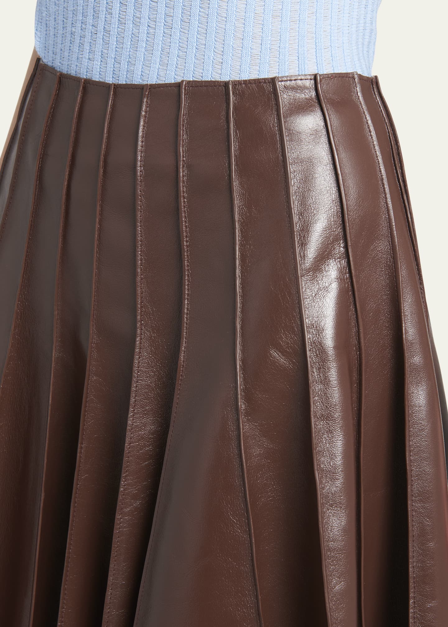 Bottega veneta pleated leather skirt top