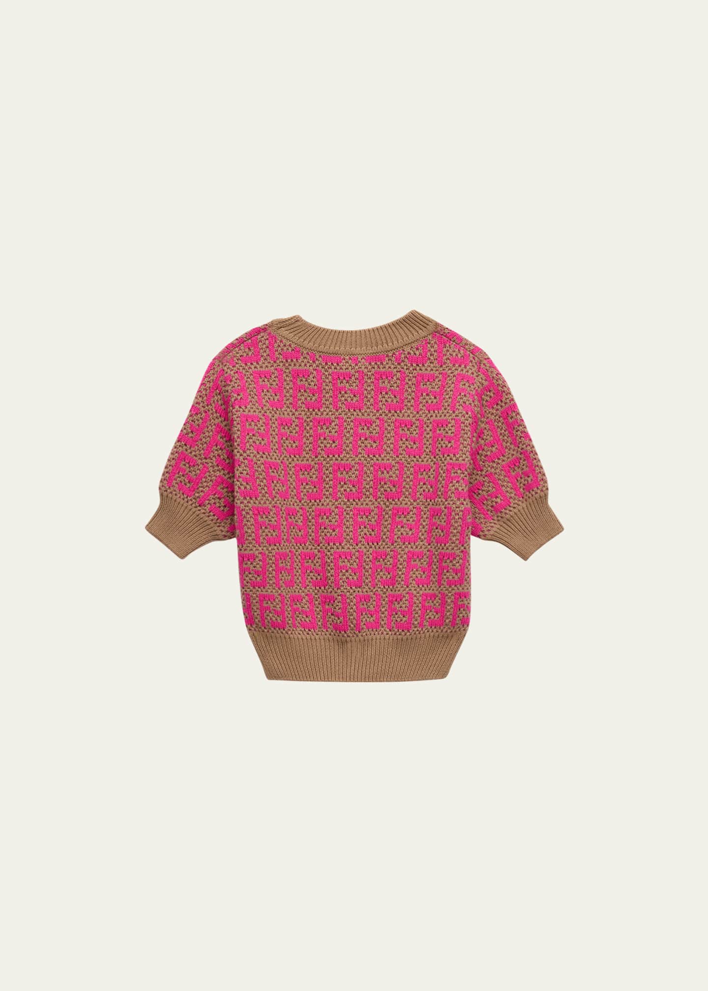 Fendi Girl's Knitted Monogram-Print Top, Size 3-6 Image 2 of 3