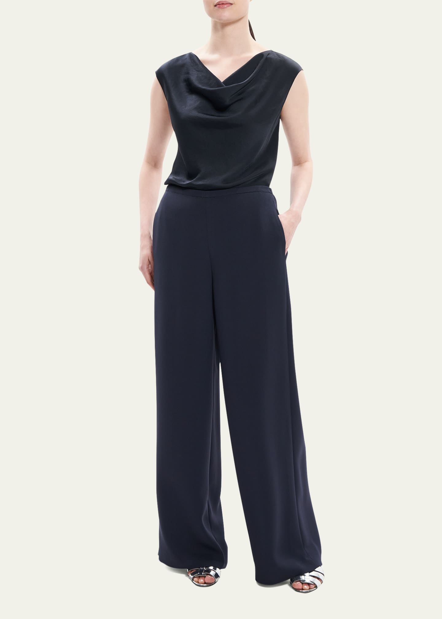 Theory crepe wide leg pants deals