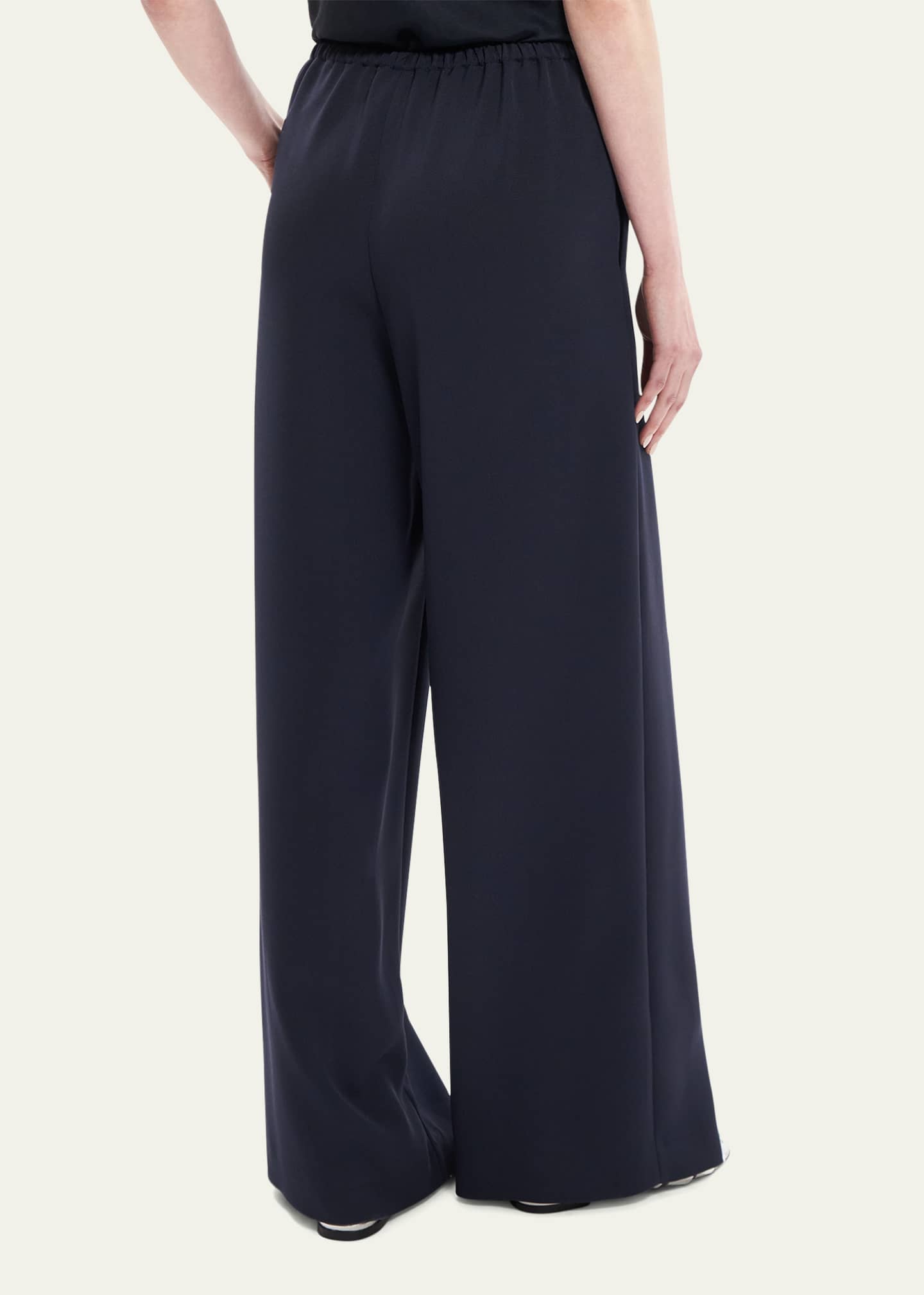 Theory Oxford Crepe Wide-Leg Pull-On Pants