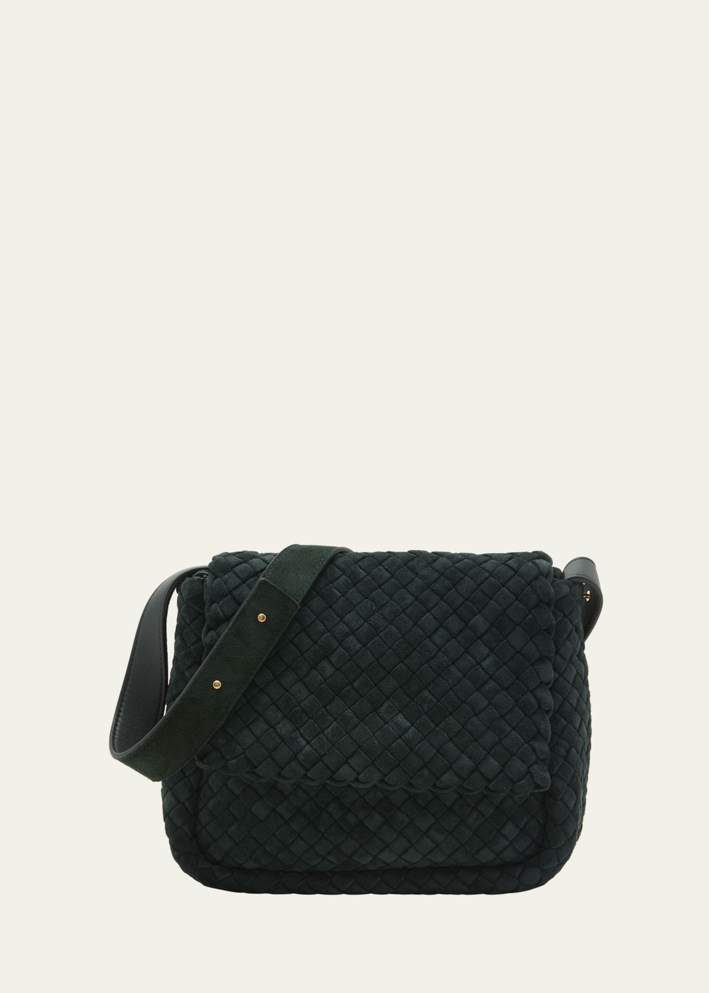 Bottega Veneta Woven Small Messenger Bag in Black for Men