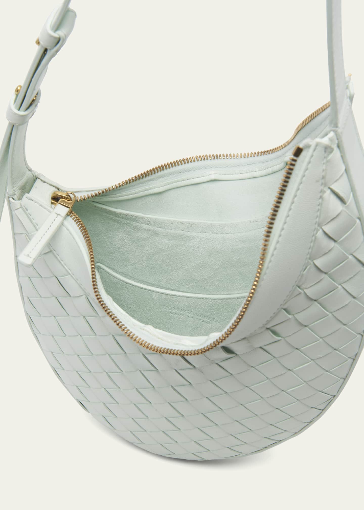 Bottega Veneta Small Intrecciato Leather Shoulder Bag in White