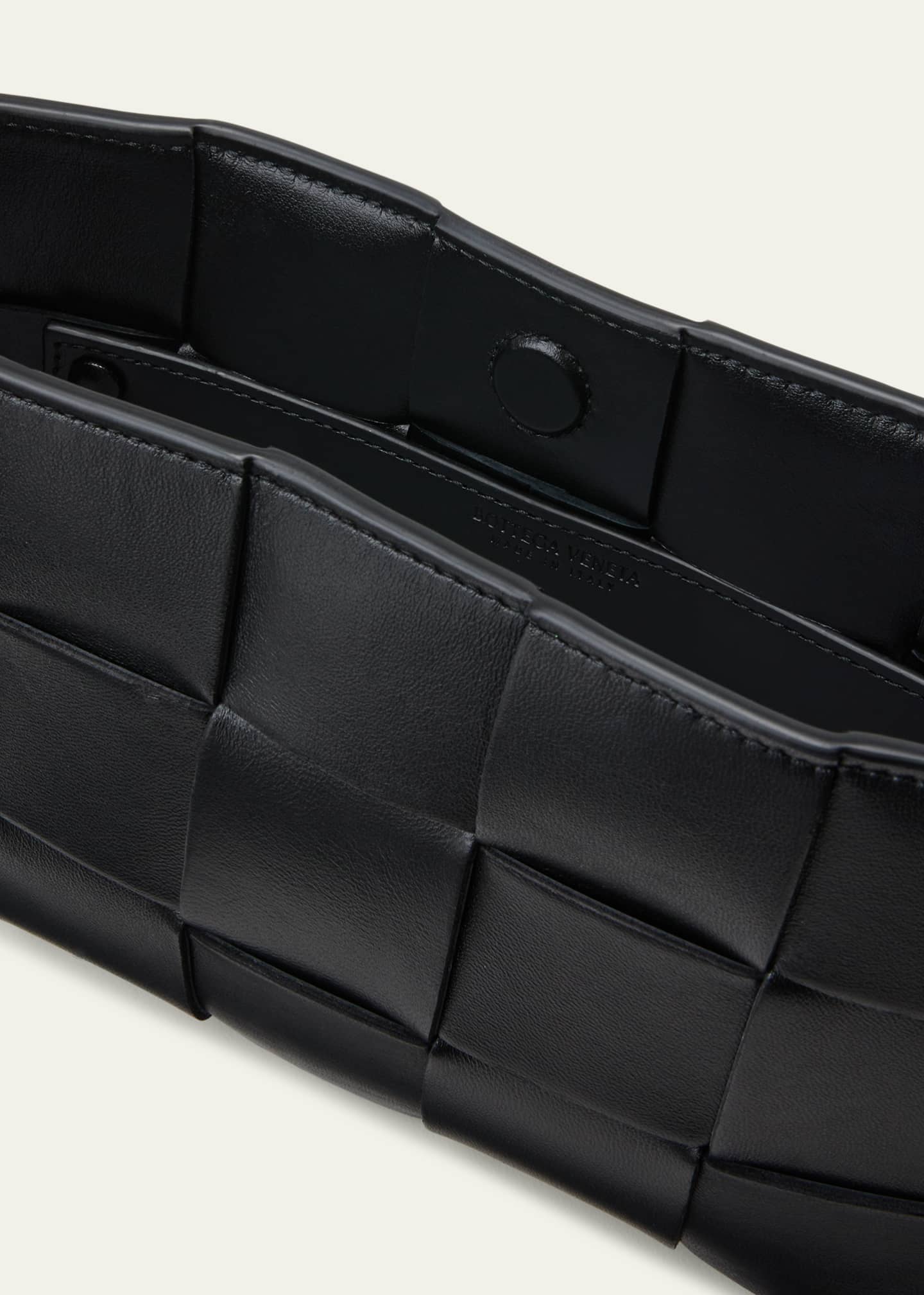 Bottega Veneta Cassette Crossbody Bag Black Maxi Intrecciato Leather