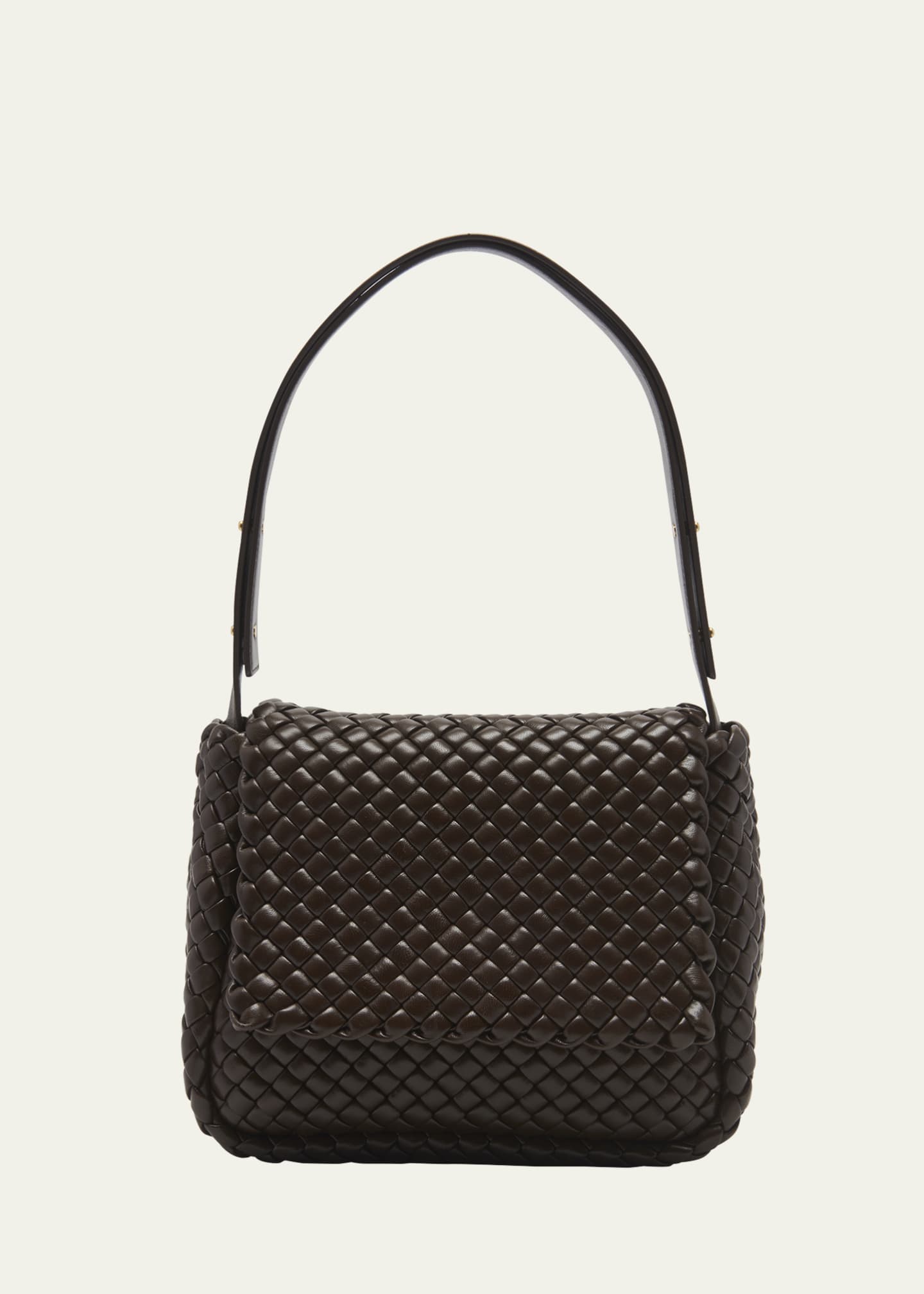Bottega Veneta - Intrecciato Black Leather Medium Shoulder Bag