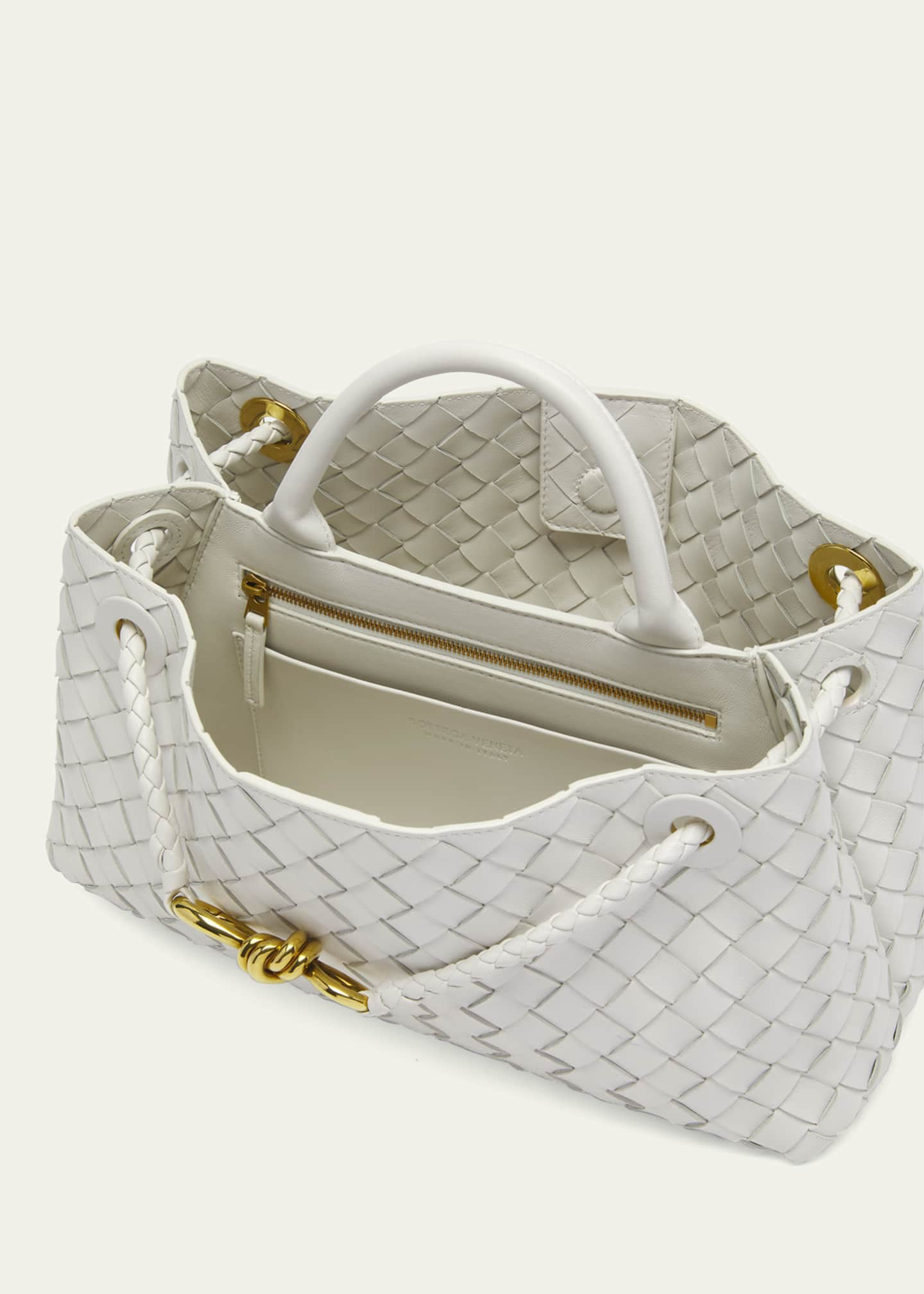 Bottega Veneta Small East/West Andiamo - White - Woman - Lambskin