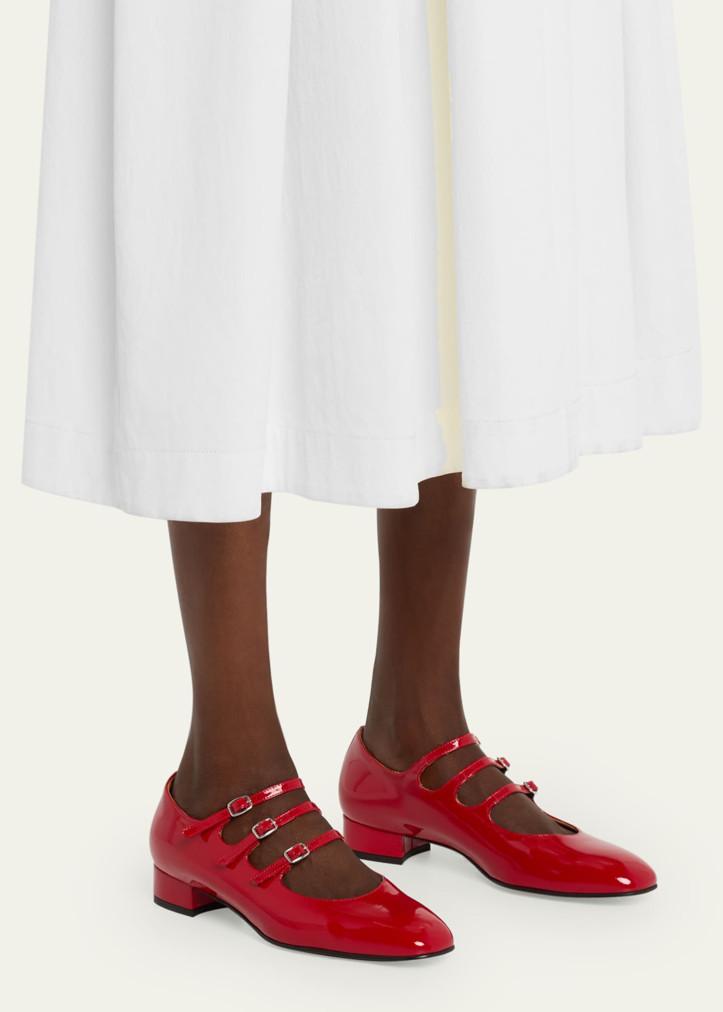CAREL Ariana Patent Buckle-Trio Ballerina Pumps Image 2 of 5
