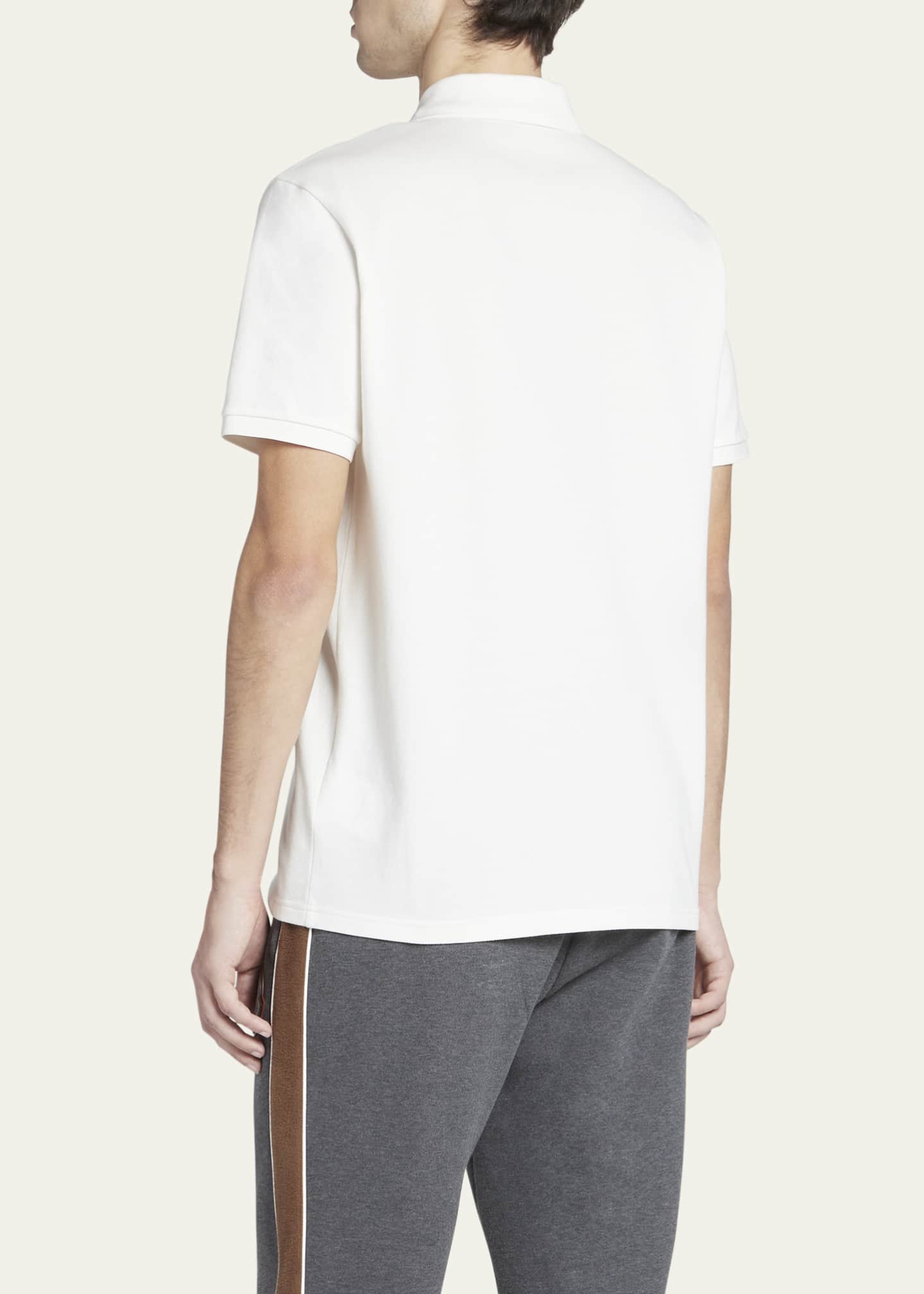 Moncler Men's Solid Leather Patch Polo Shirt Image 3 of 5