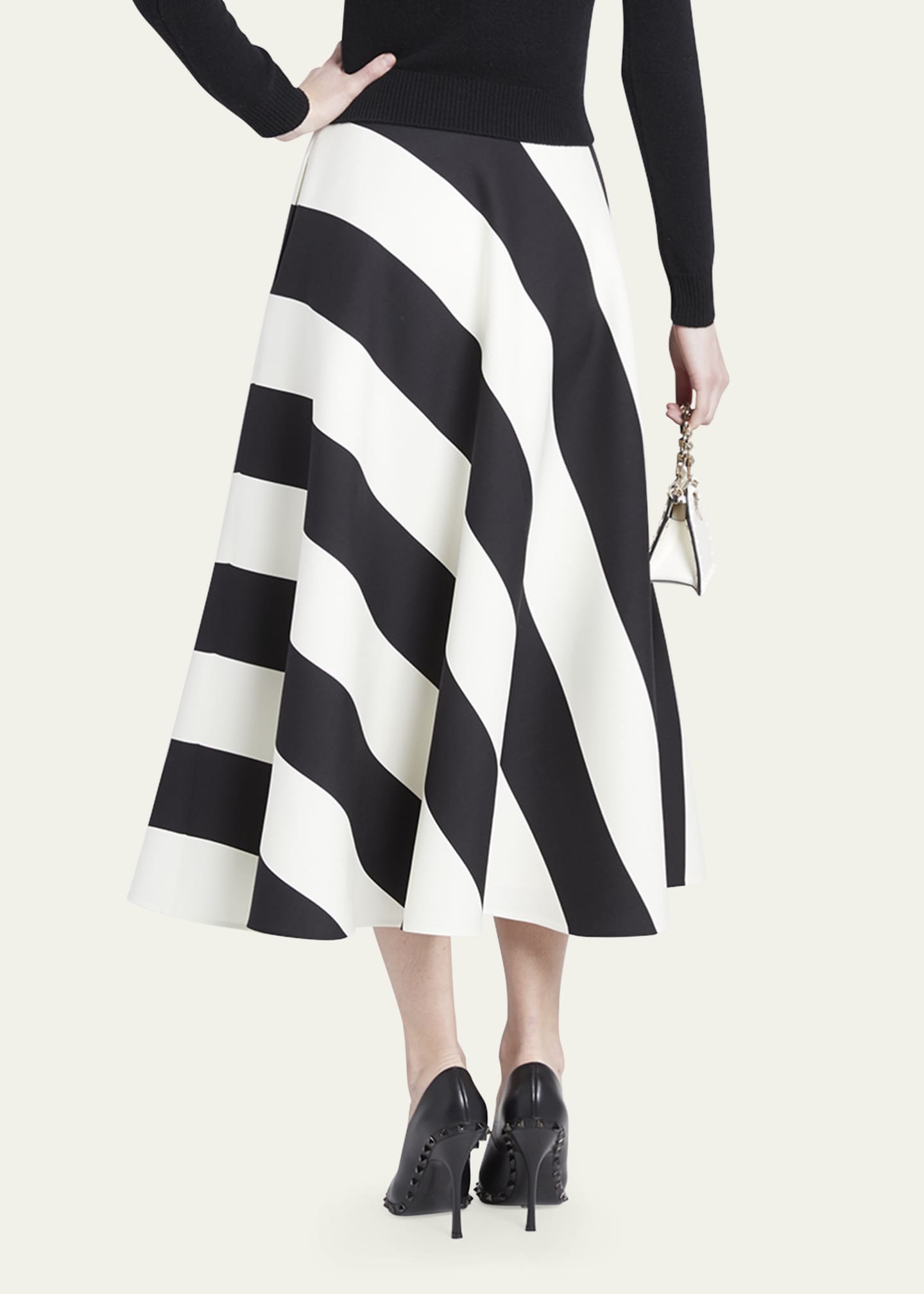 Valentino Garavani Crepe Couture Striped Midi Skirt Bergdorf Goodman