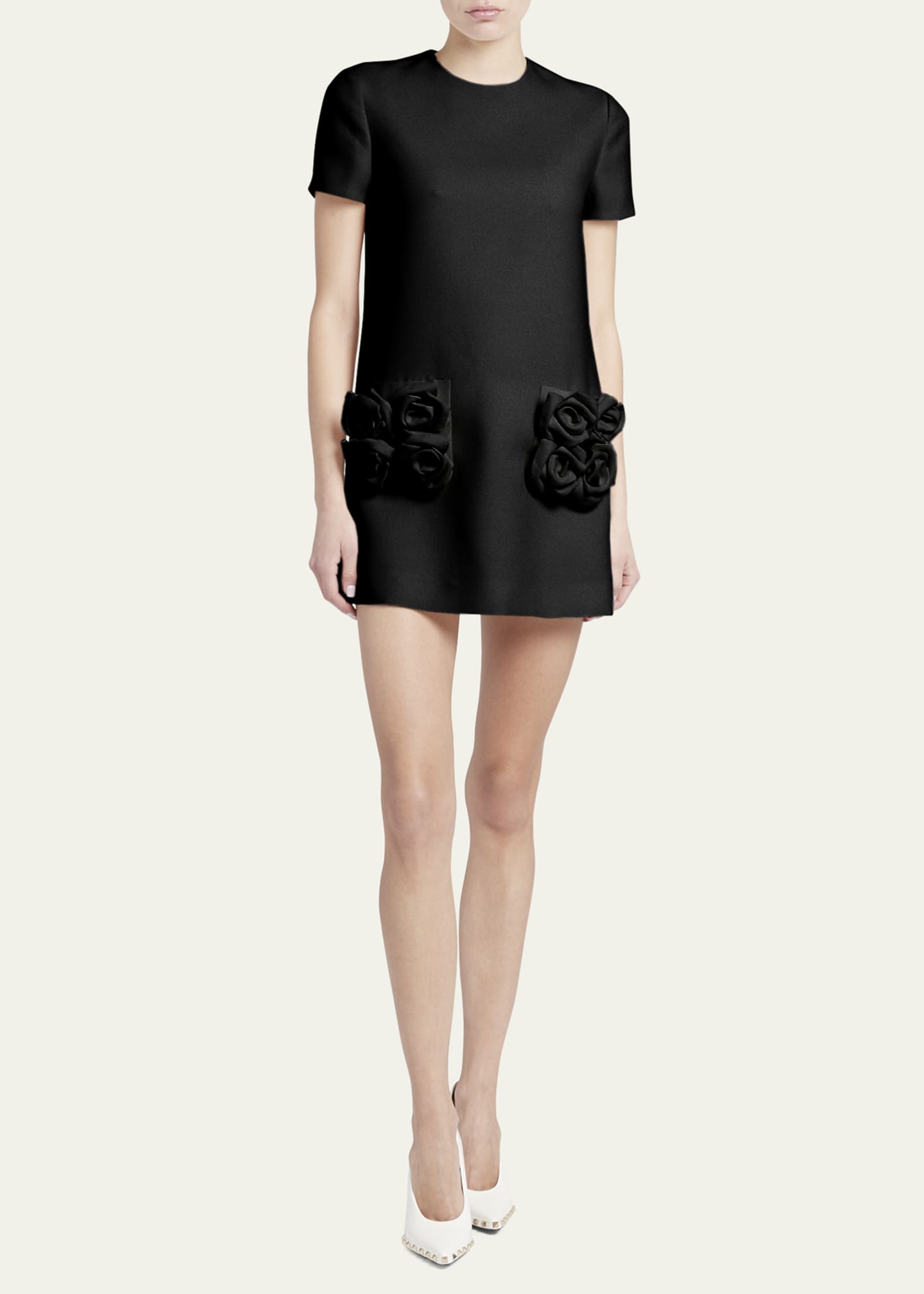 Valentino Garavani Crepe Couture Mini Dress with Floral Applique ...