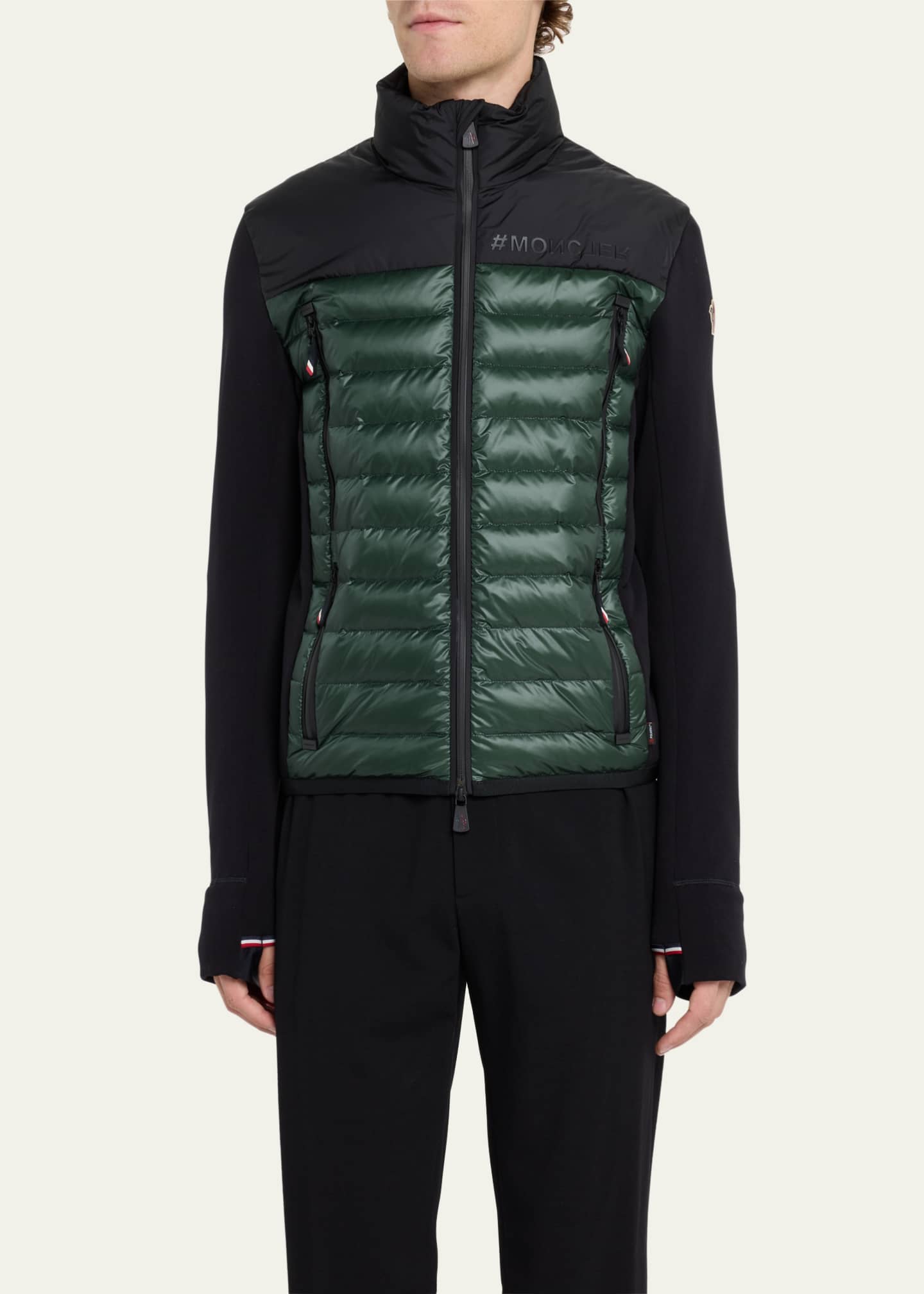 Moncler wool knit & puffer combo jacket store