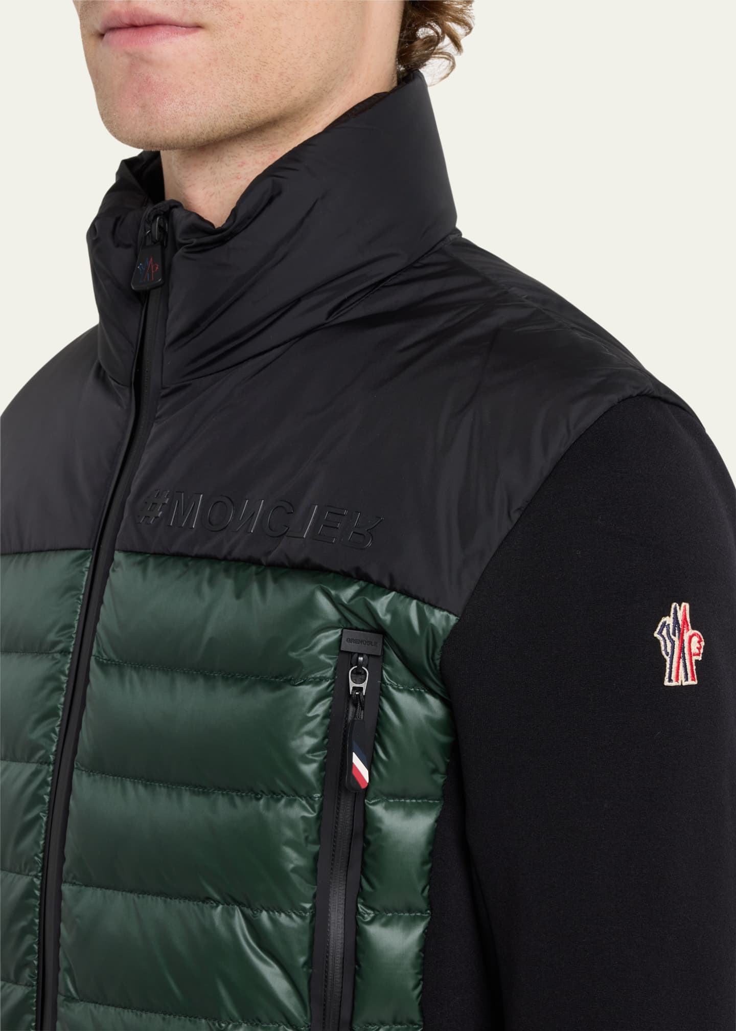 Moncler long down knit combo jacket top