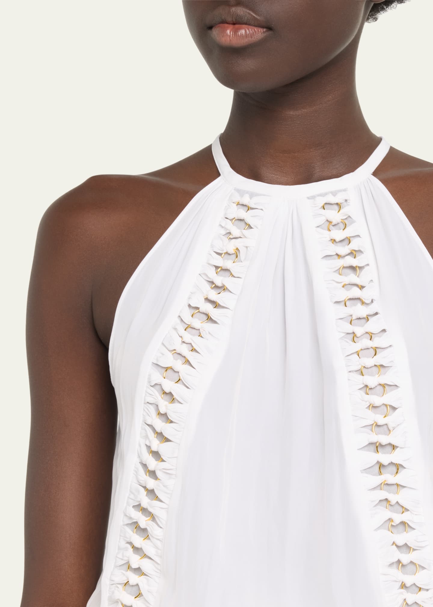 Ramy Brook Delfina Embellished Smocked Halter Mini Dress Image 5 of 5