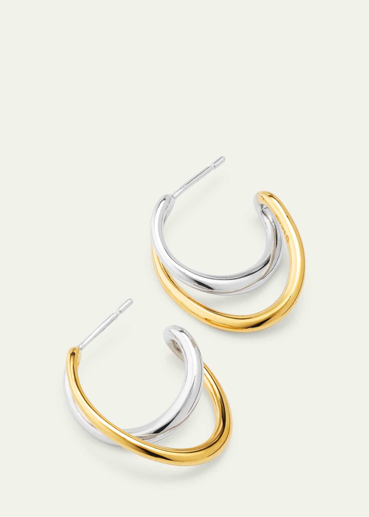 Charlotte Chesnais Two-Tone Mini Initial Hoop Earrings