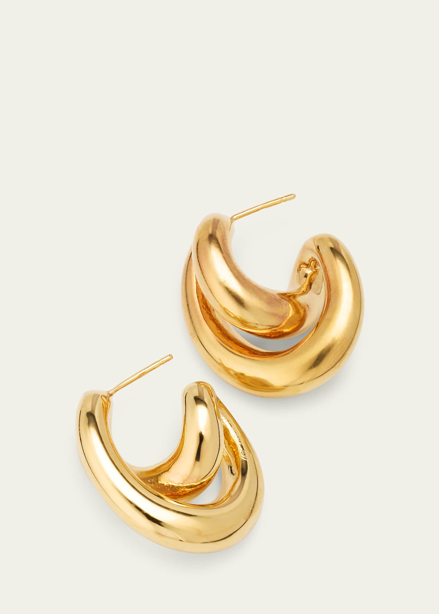 Charlotte Chesnais Gold Vermeil Initial Hoop Earrings Image 3 of 4