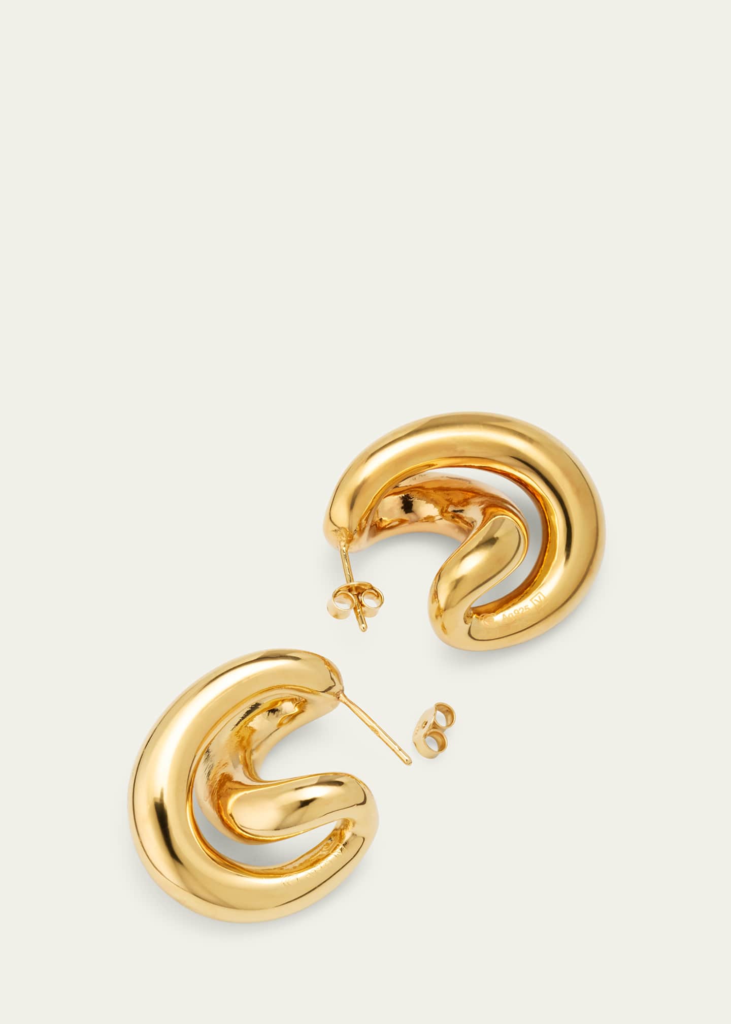 Charlotte Chesnais Gold Vermeil Initial Hoop Earrings Image 4 of 4