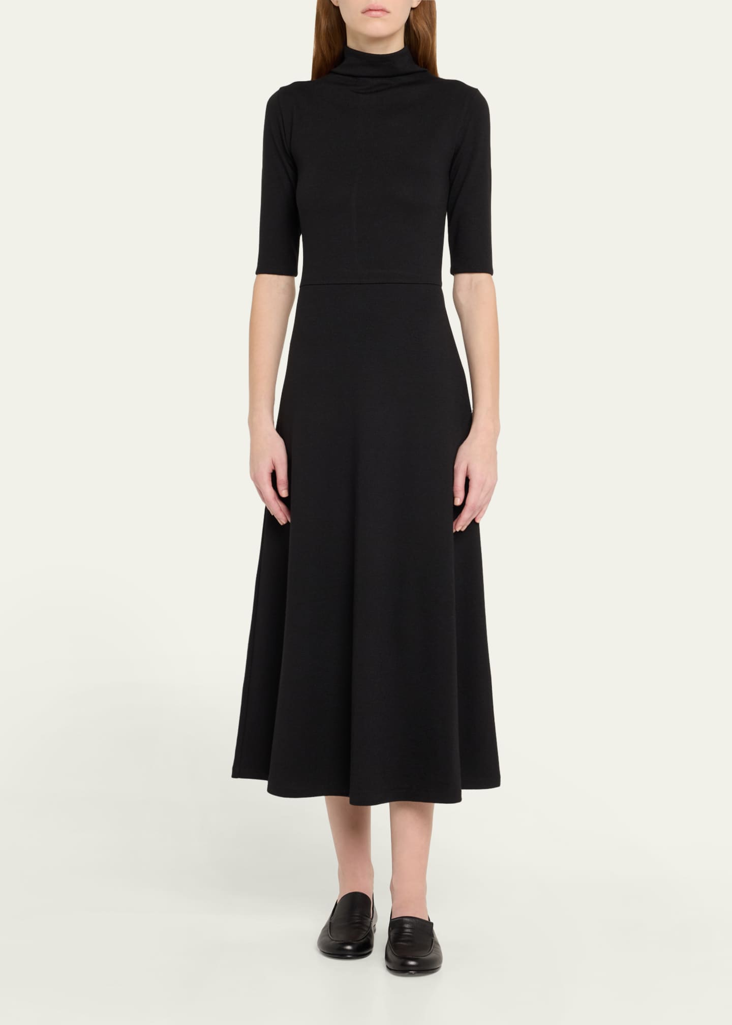 Vince Elbow-Sleeve Turtleneck Midi Dress Image 2 of 5
