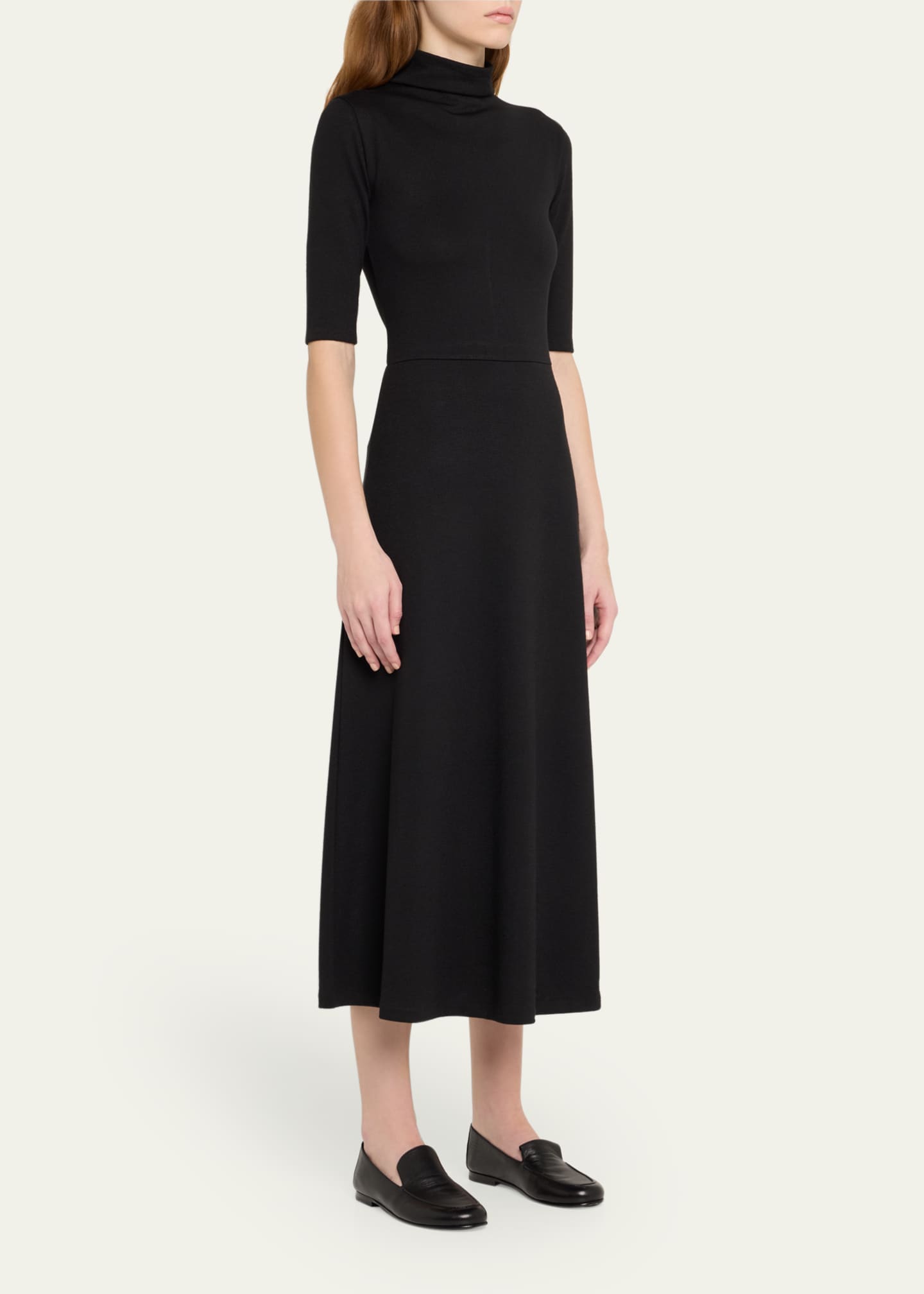 Vince Elbow-Sleeve Turtleneck Midi Dress Image 4 of 5