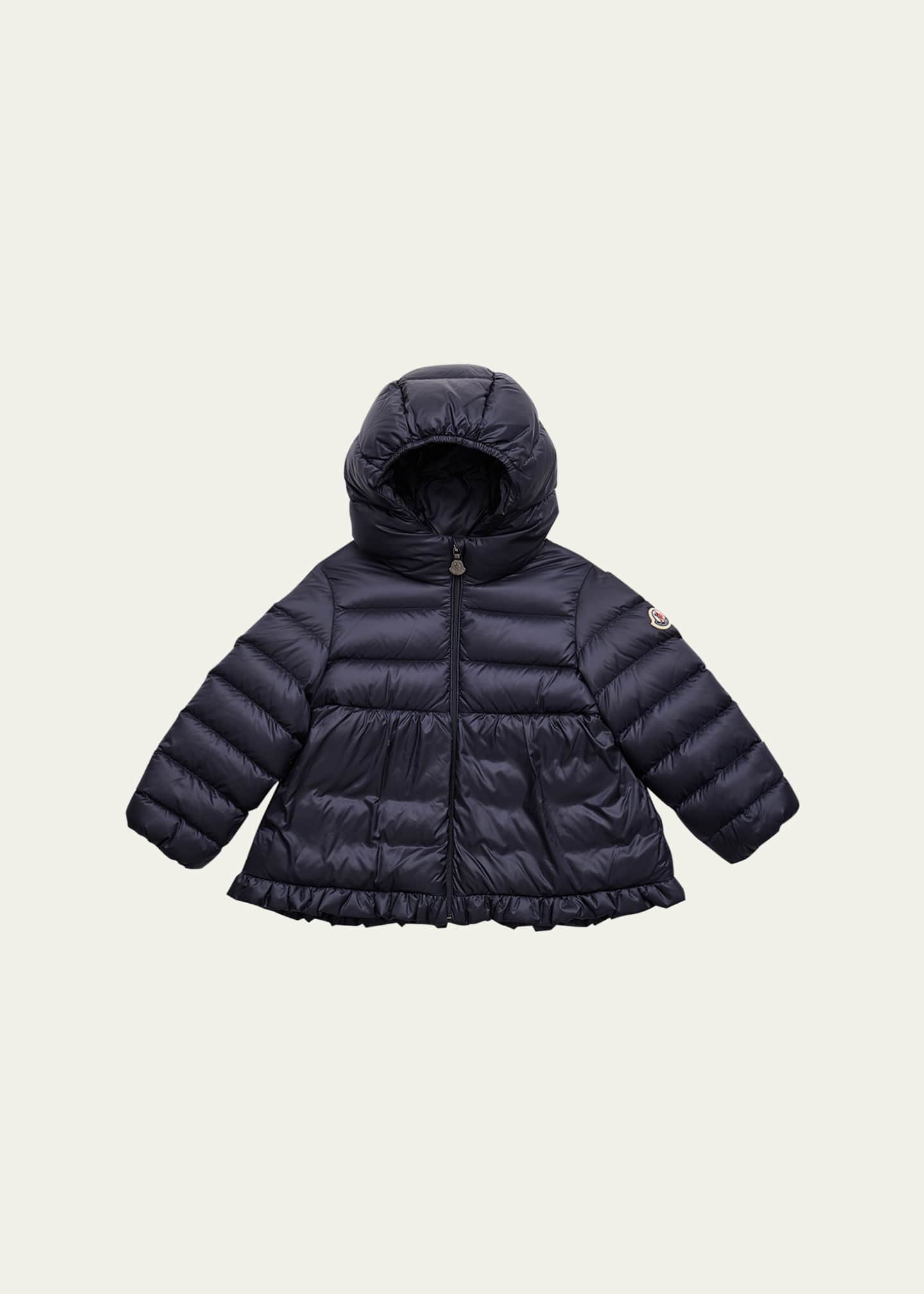 アウター Moncler Odile 2A 92cm Moncler Girl's Odile A-Line Ruffle-Trim Coat, Size 12M-3
