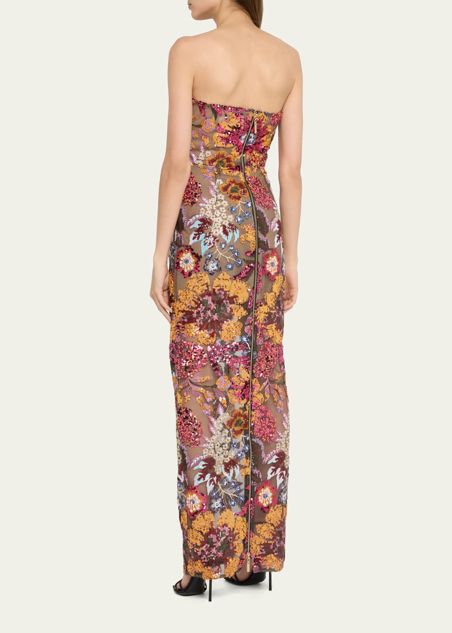 Bronx and Banco Dahlia Strapless Floral Sequin Column Gown - Bergdorf ...