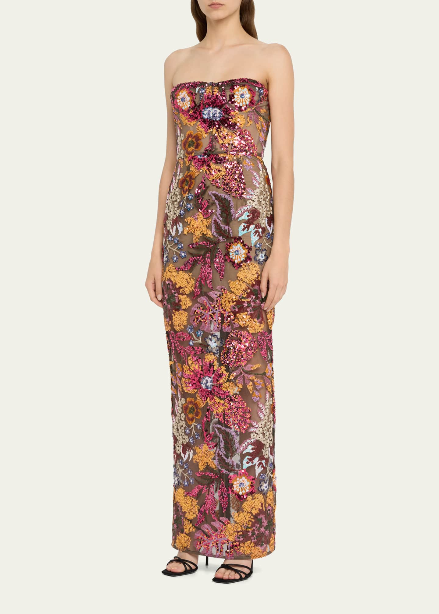 Bronx and Banco Dahlia Strapless Floral Sequin Column Gown - Bergdorf ...