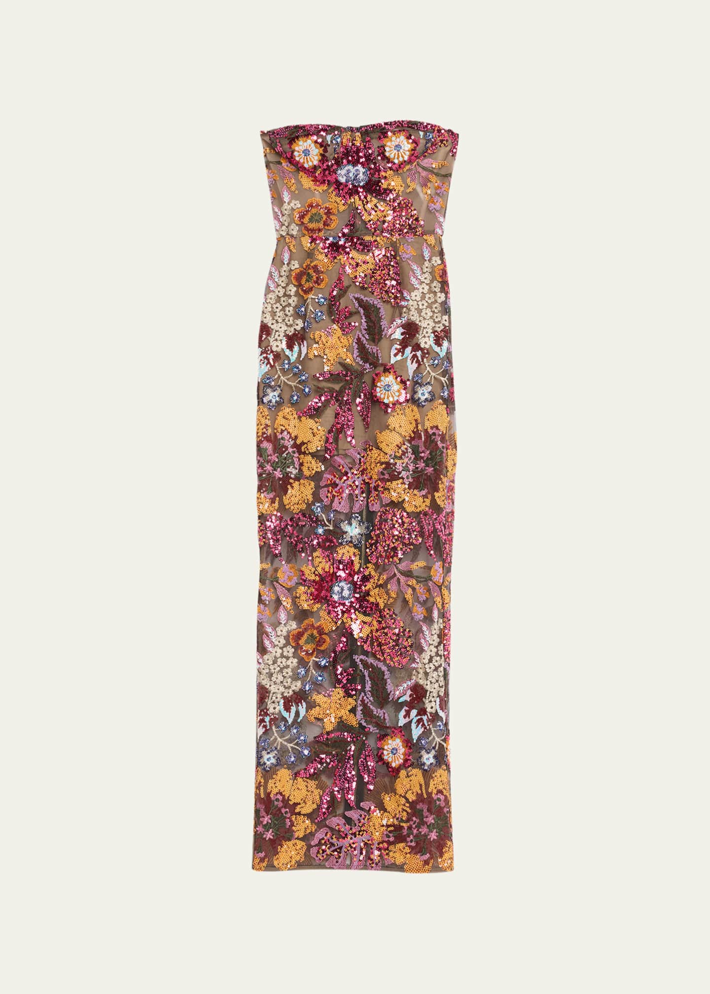 Bronx and Banco Dahlia Strapless Floral Sequin Column Gown - Bergdorf ...