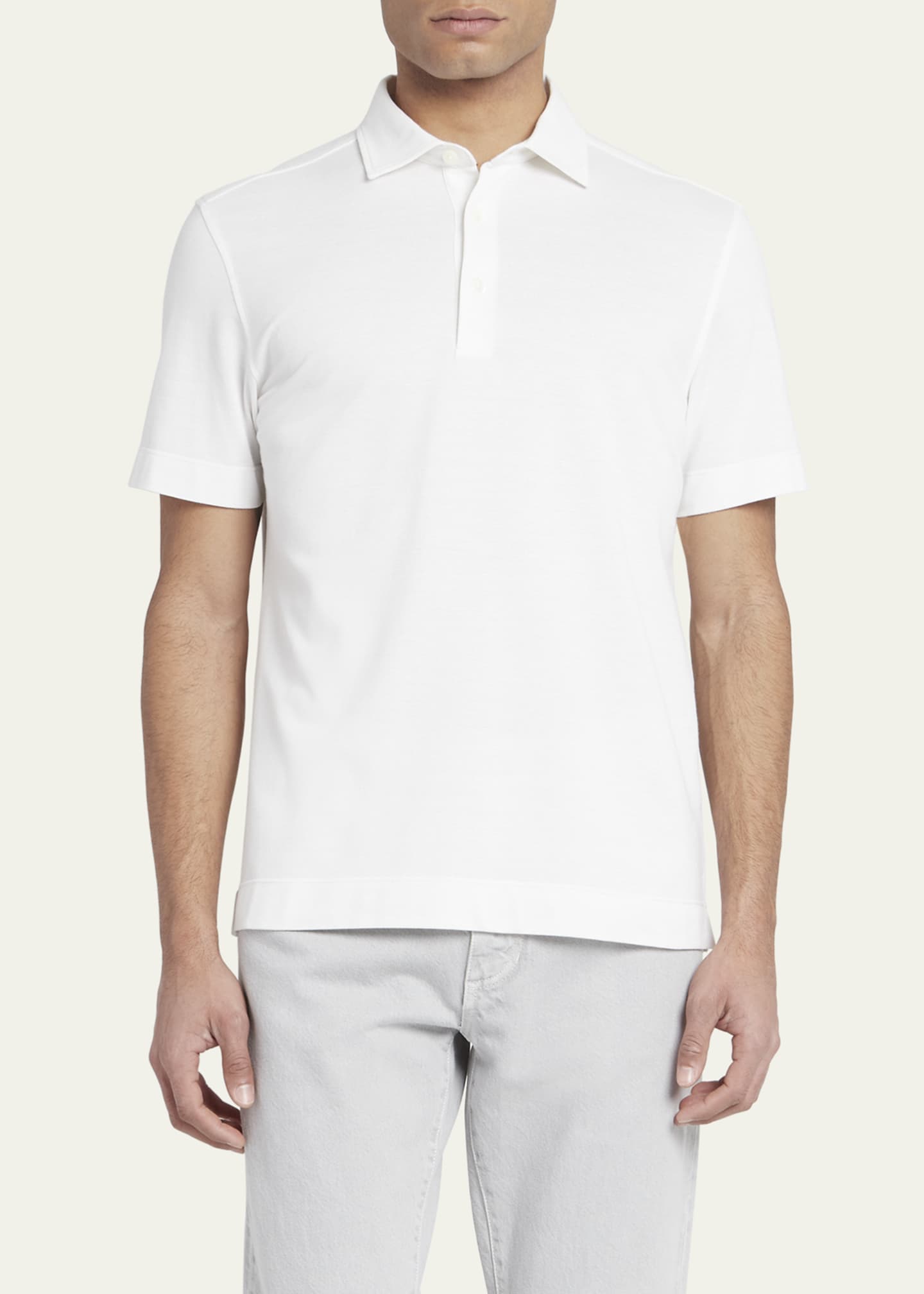ZEGNA Men's Cotton-Silk Polo Shirt - Bergdorf Goodman