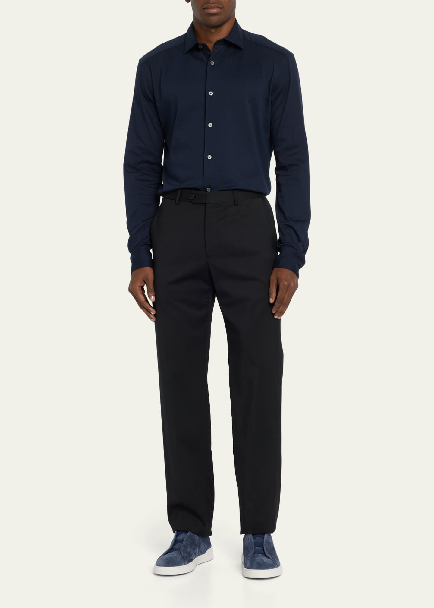 ZEGNA Men's Cotton Pique Sport Shirt Image 2 of 5