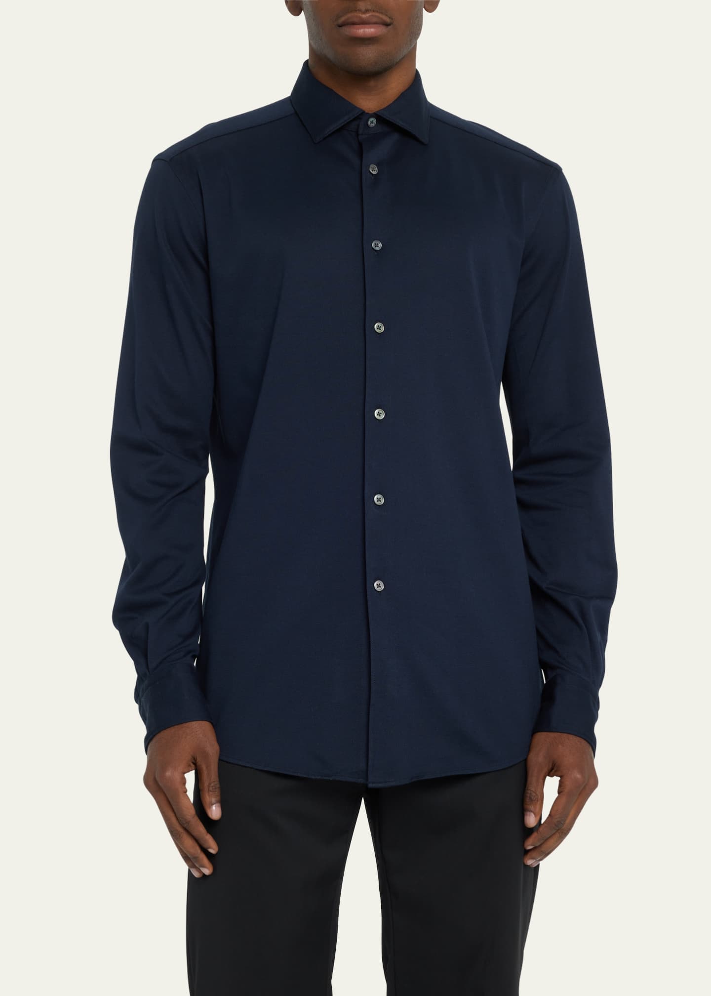 ZEGNA Men's Cotton Pique Sport Shirt Image 3 of 5