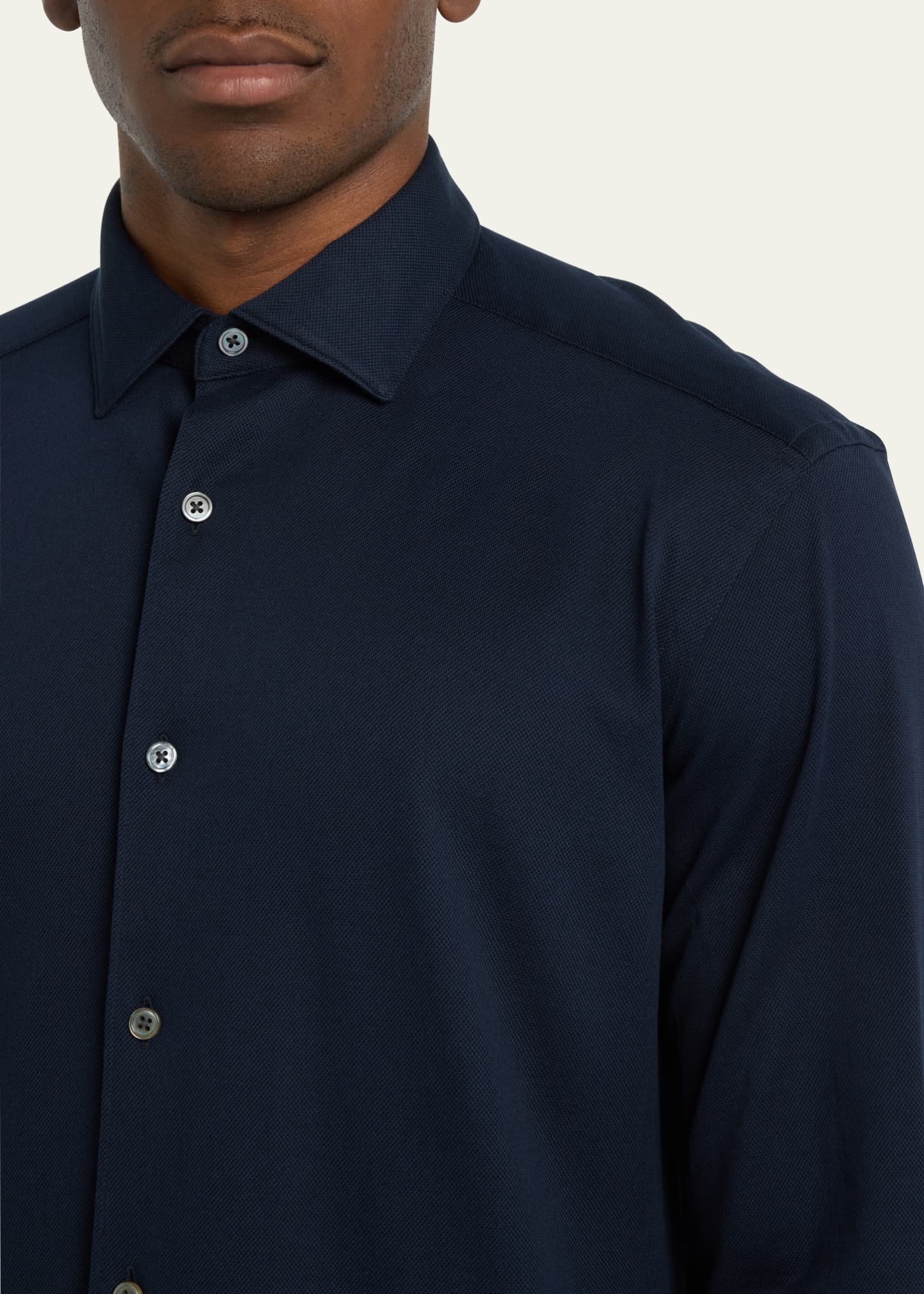 ZEGNA Men's Cotton Pique Sport Shirt Image 5 of 5