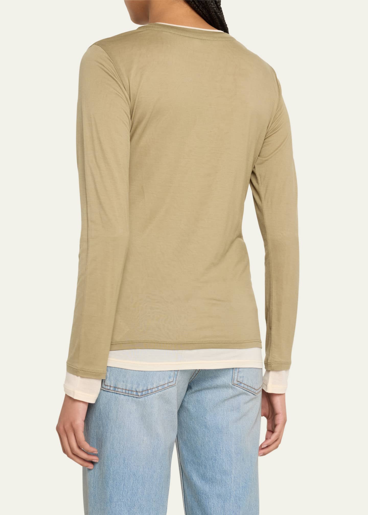 Vince Double-Layer Long-Sleeve Cotton T-Shirt - Bergdorf Goodman