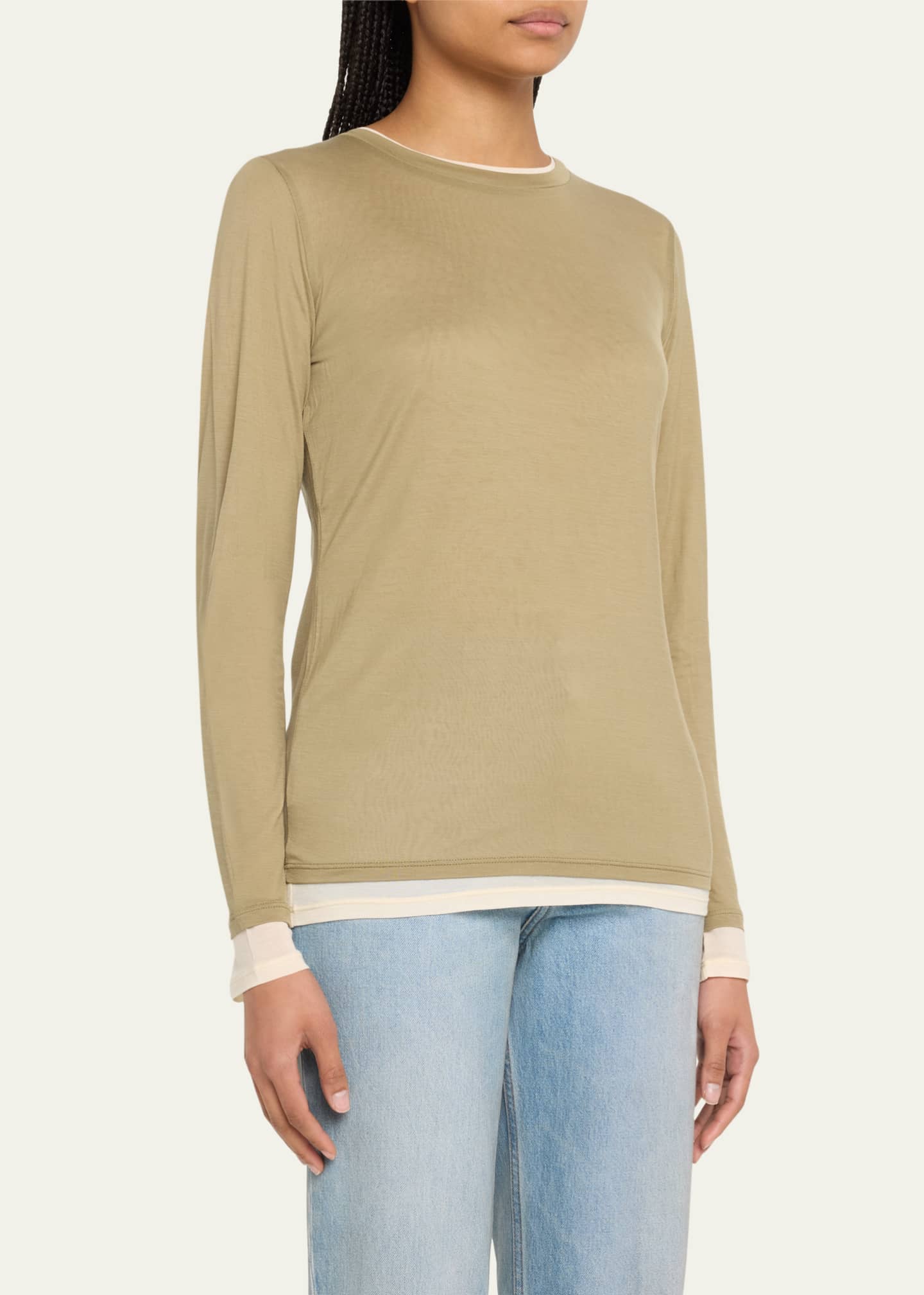 Vince Double-Layer Long-Sleeve Cotton T-Shirt - Bergdorf Goodman