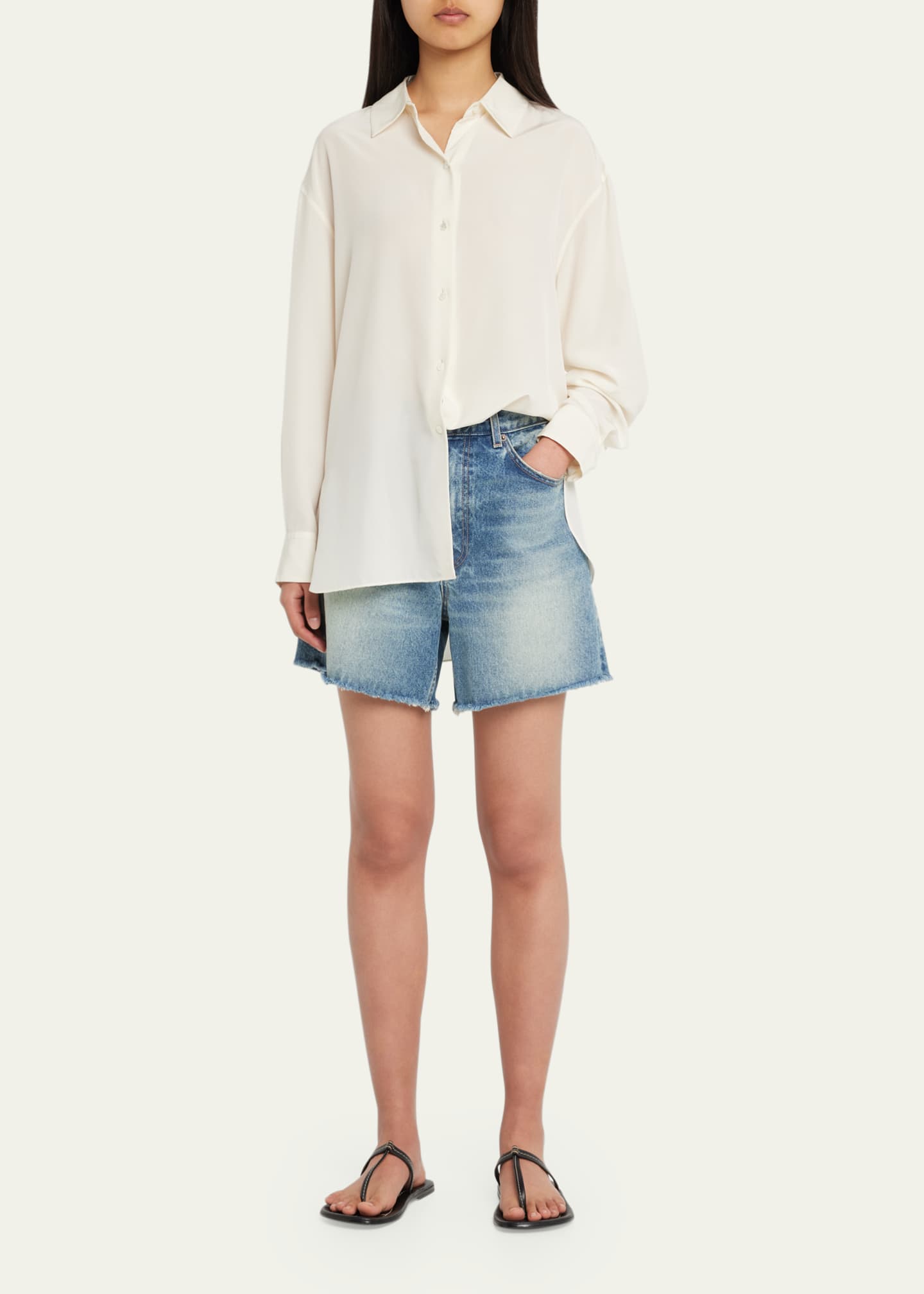 Nili Lotan Julien Oversized Button Down Silk Shirt Image 2 of 5