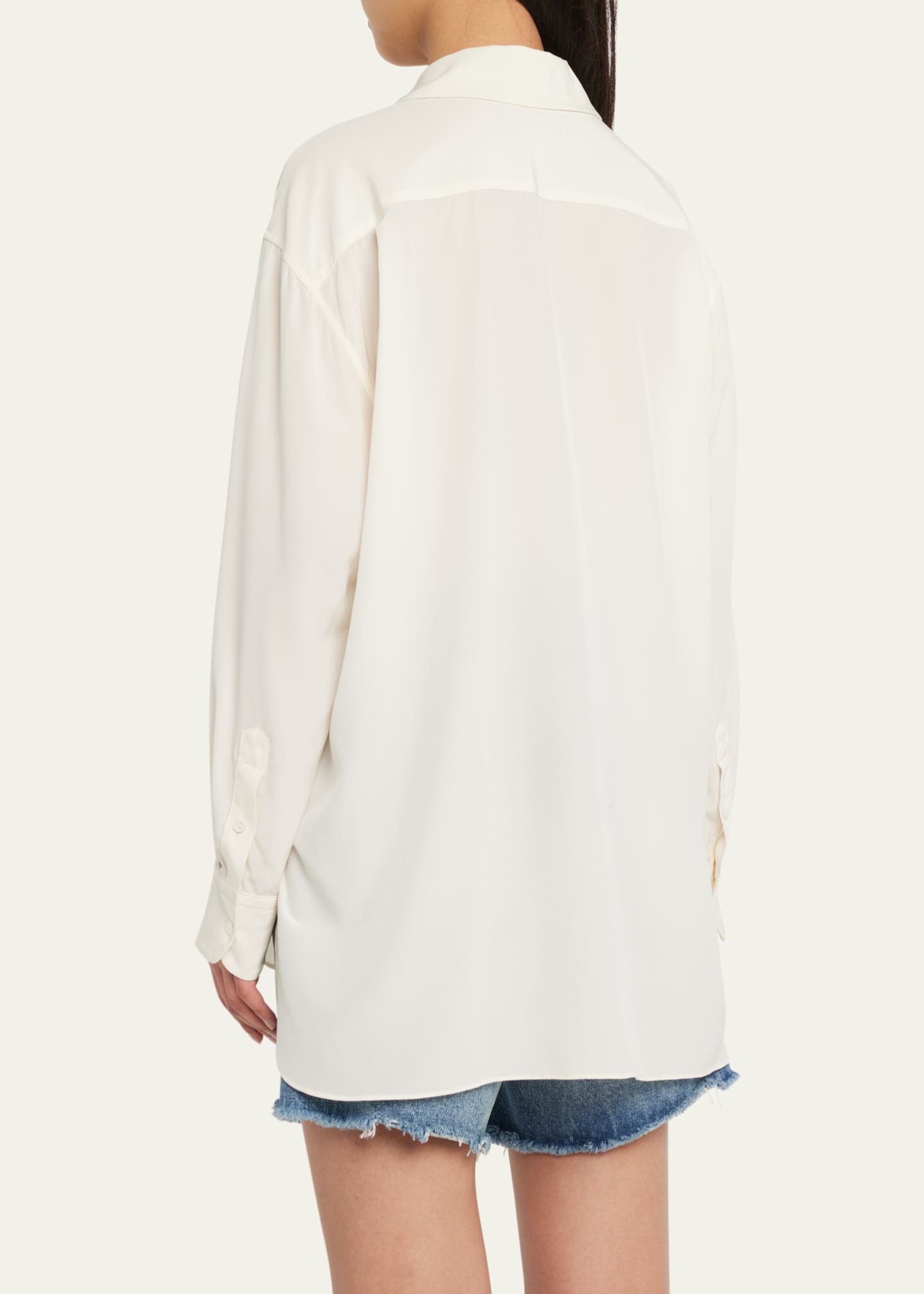 Nili Lotan Julien Oversized Button Down Silk Shirt Image 3 of 5