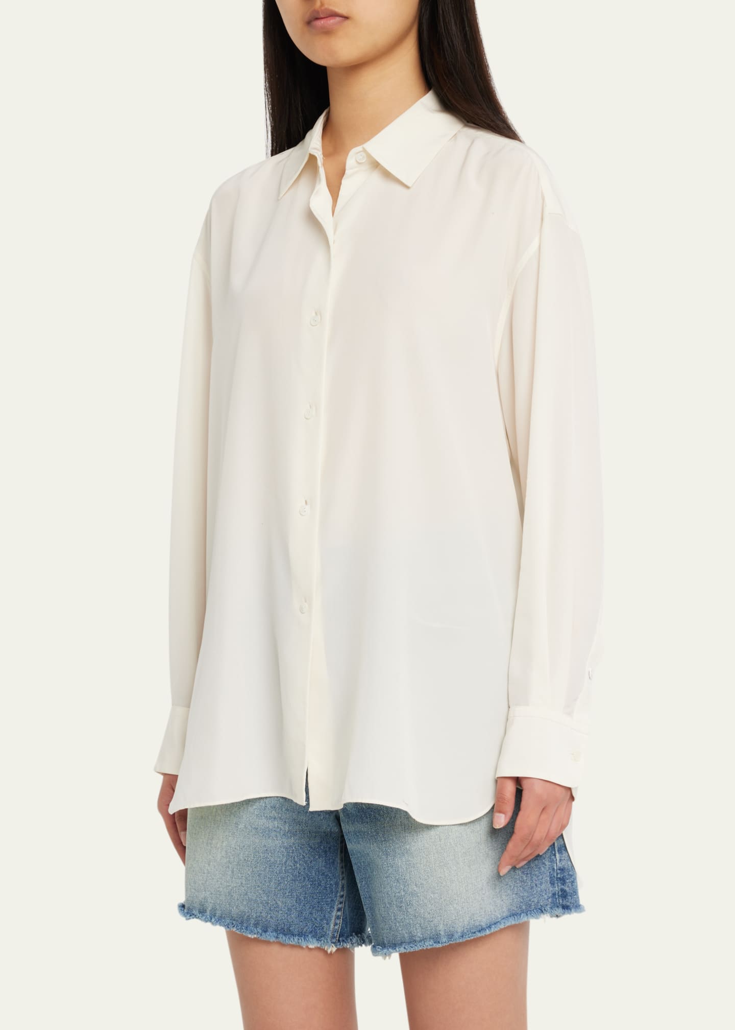 Nili Lotan Julien Oversized Button Down Silk Shirt Image 4 of 5