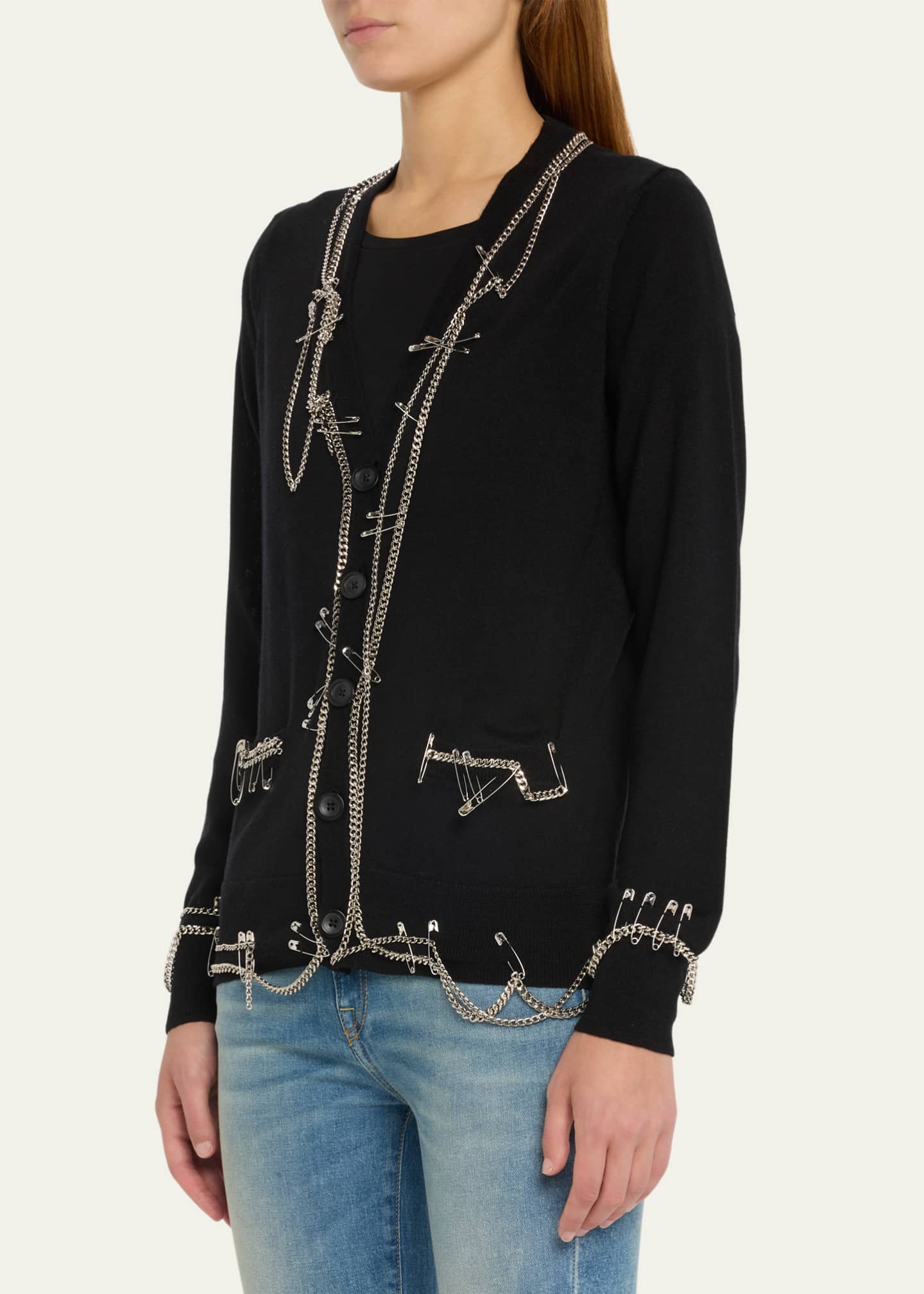 R13 Chain Embellished Wool Cardigan Bergdorf Goodman
