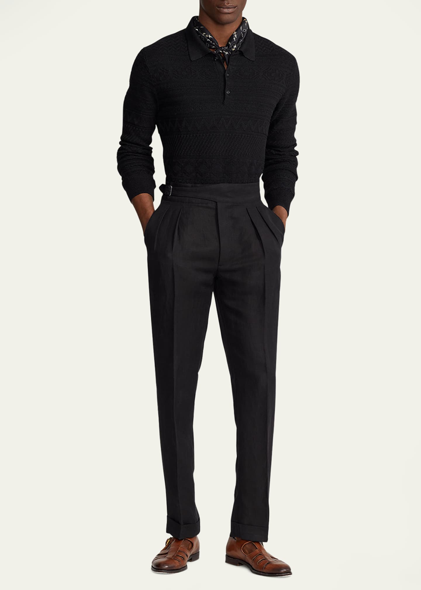 Ralph Lauren Purple Label Men's Textured Polo-Collar Sweater - Bergdorf ...