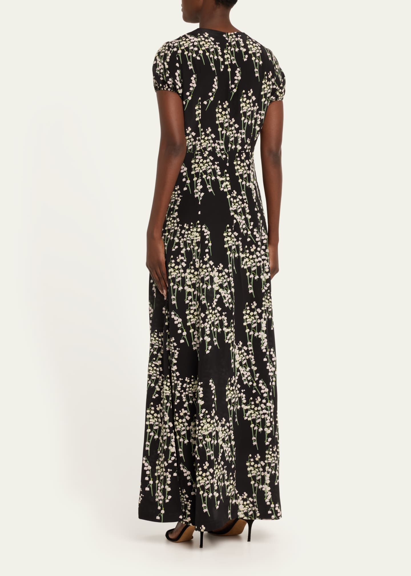 BERNADETTE Roxy Floral Print Short Sleeve Silk Maxi Dress