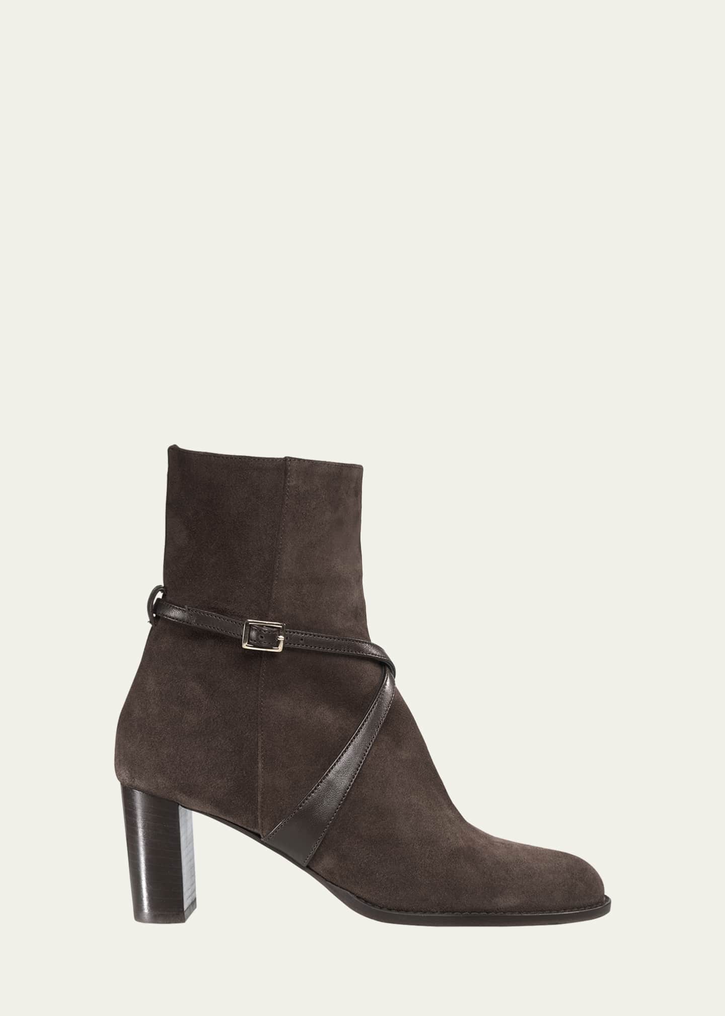 Marion Parke Selena Suede AnkleStrap Booties Bergdorf Goodman