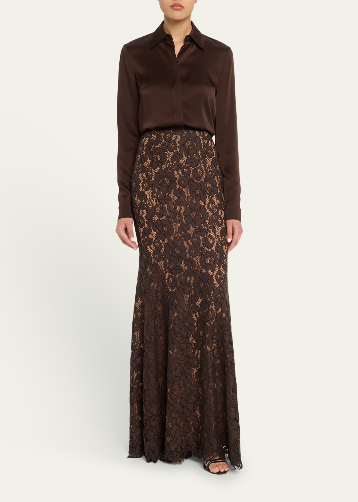 Michael Kors Collection Large Floral Lace Long Fishtail Skirt Image 2 of 5
