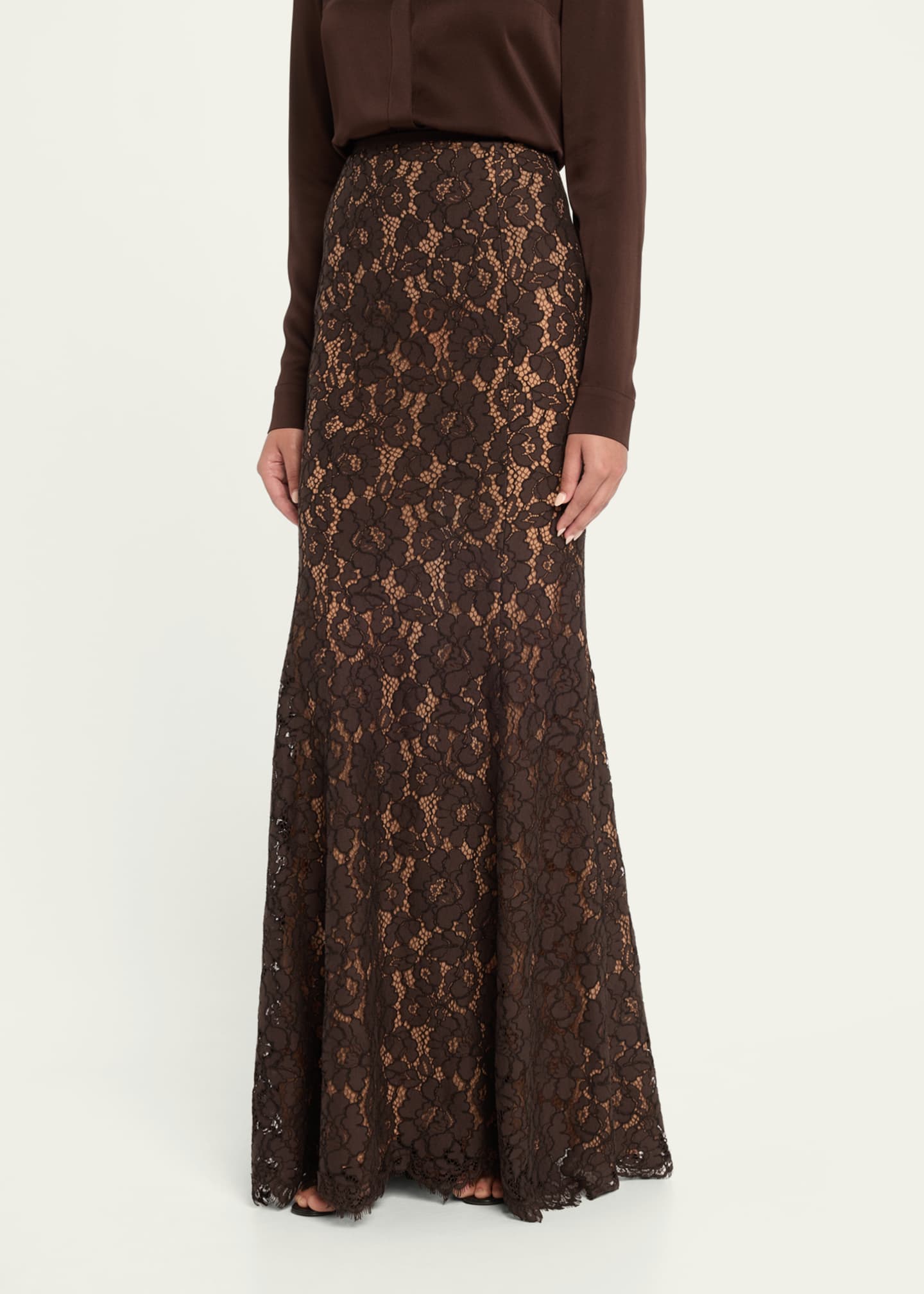 Michael Kors Collection Large Floral Lace Long Fishtail Skirt Image 4 of 5