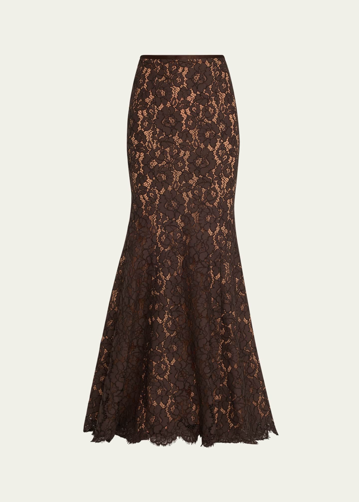 Michael Kors Collection Large Floral Lace Long Fishtail Skirt Image 1 of 5