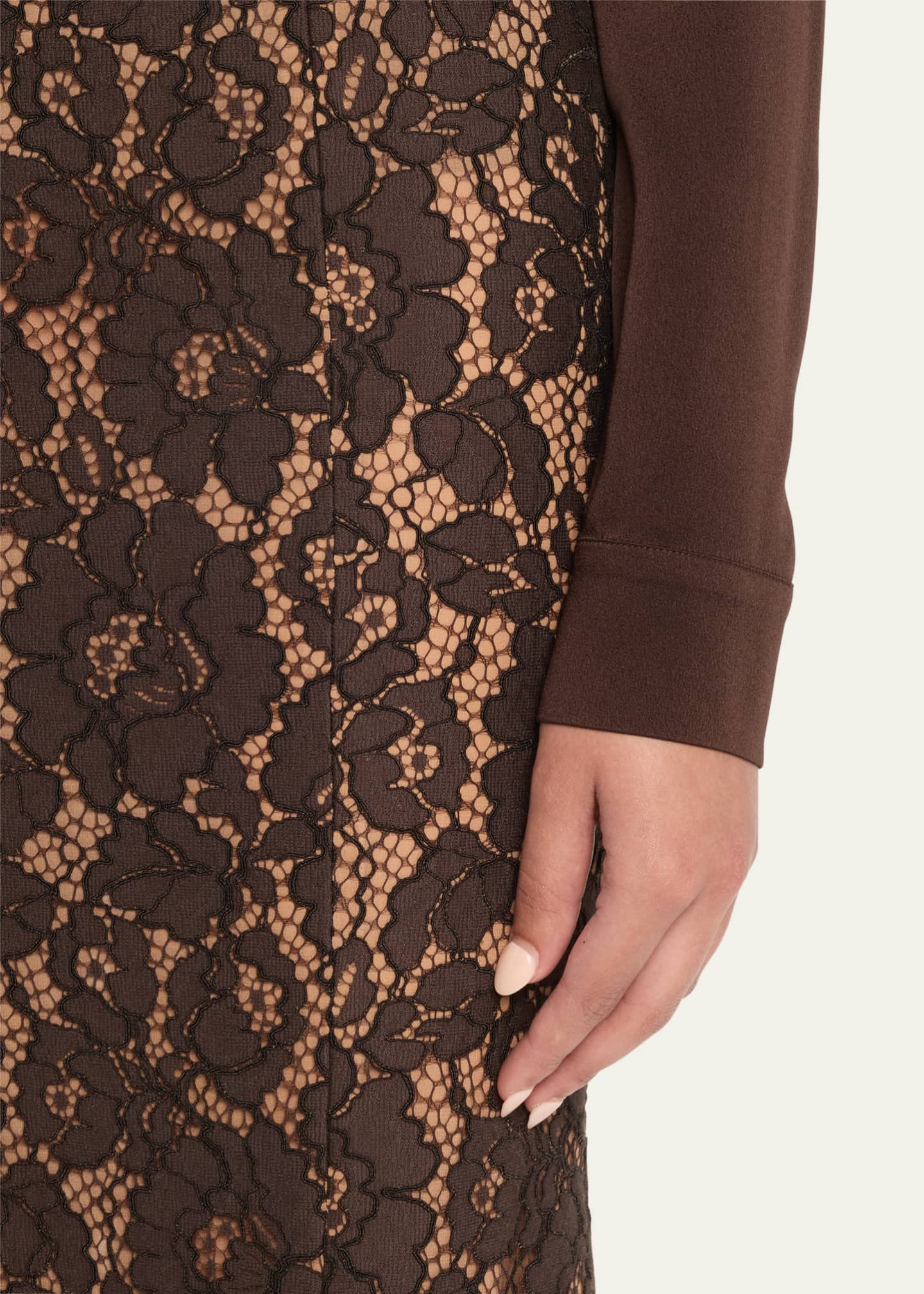 Michael Kors Collection Large Floral Lace Long Fishtail Skirt Image 5 of 5