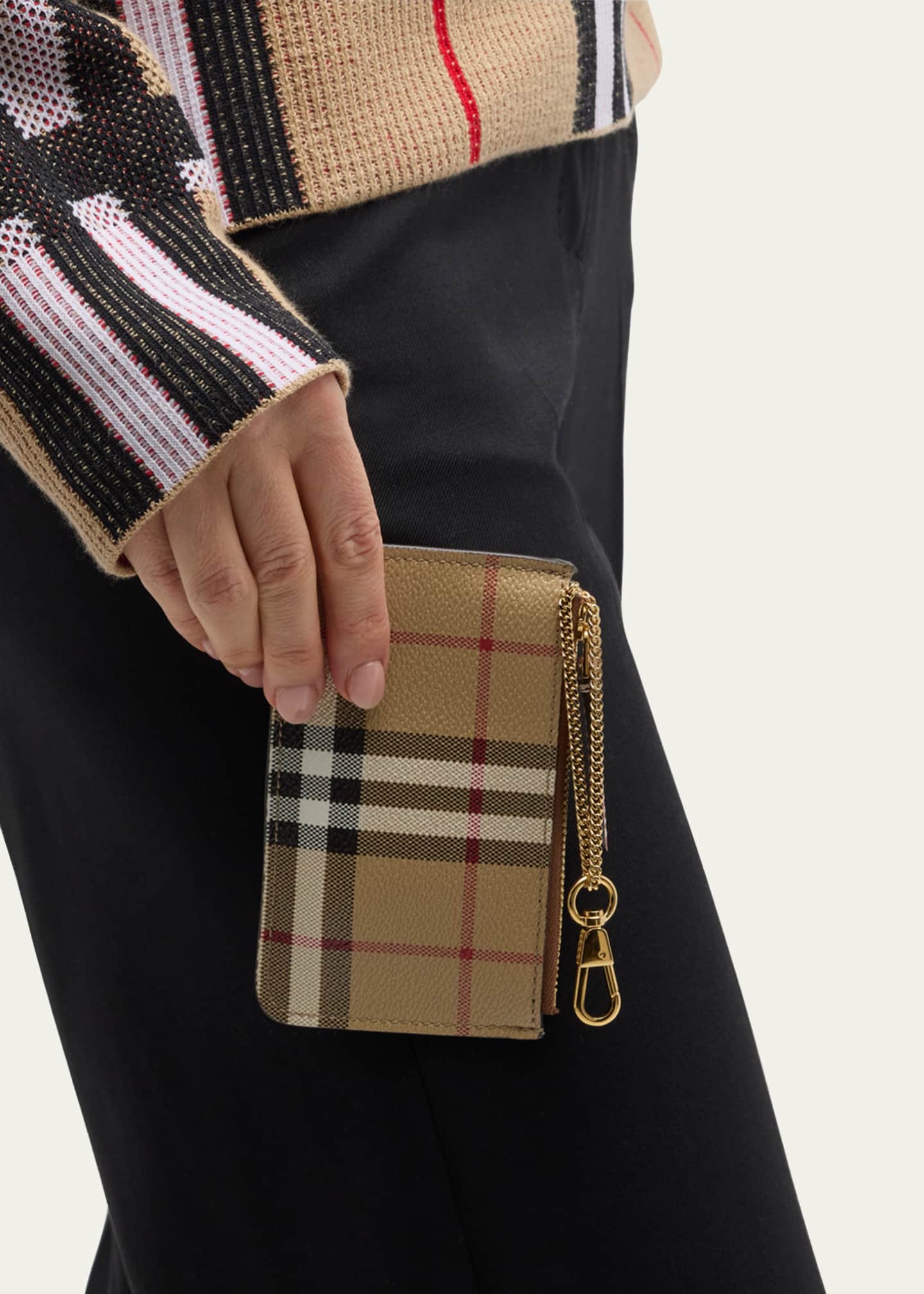 Burberry vintage check and leather zip card case hotsell