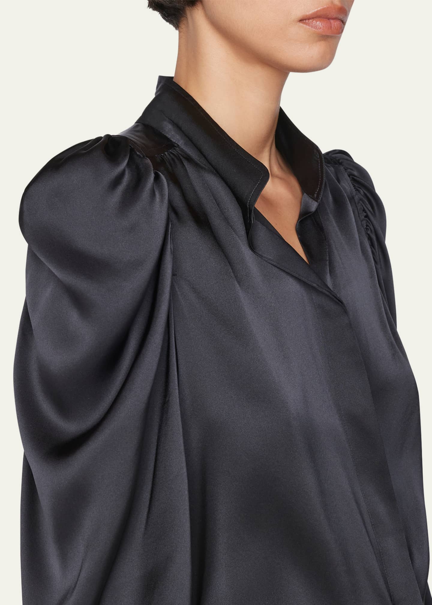 FRAME Gillian Long-Sleeve Silk Top - Bergdorf Goodman