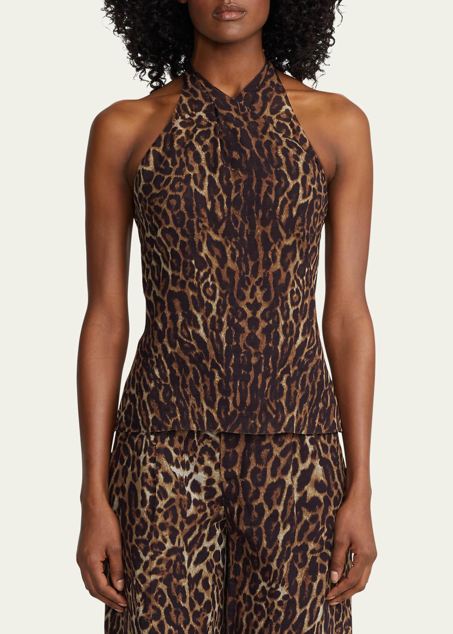 Ralph Lauren Collection Deloria Leopard-Print Halter Top - Bergdorf Goodman