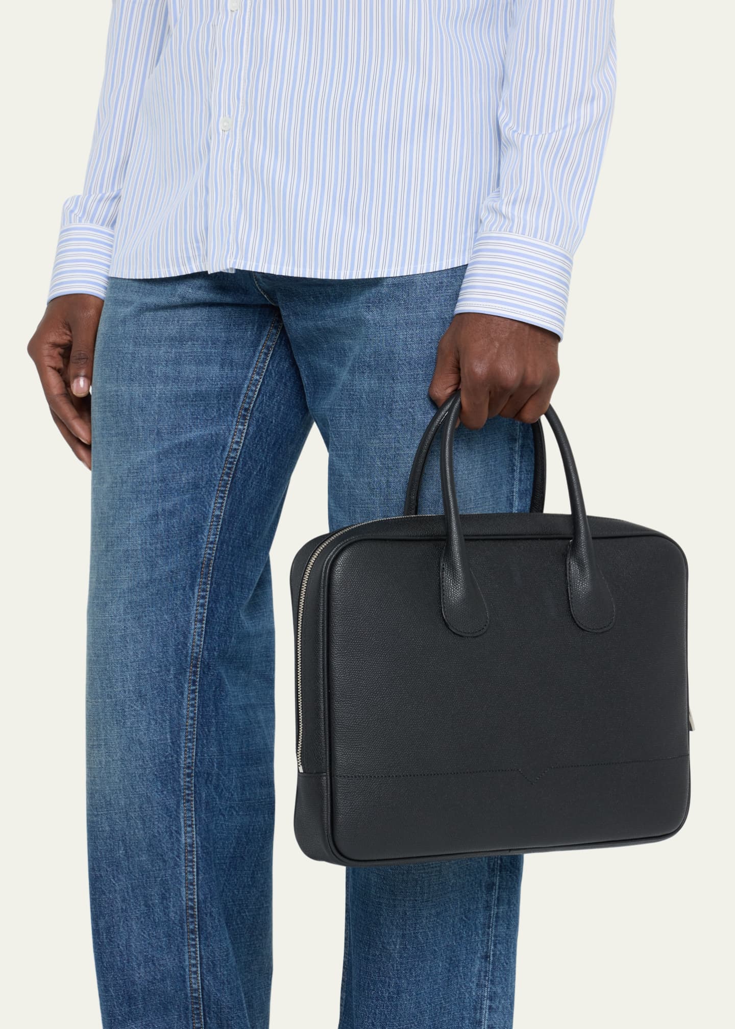 Valextra Men's MyLogo Leather Briefcase Bergdorf Goodman