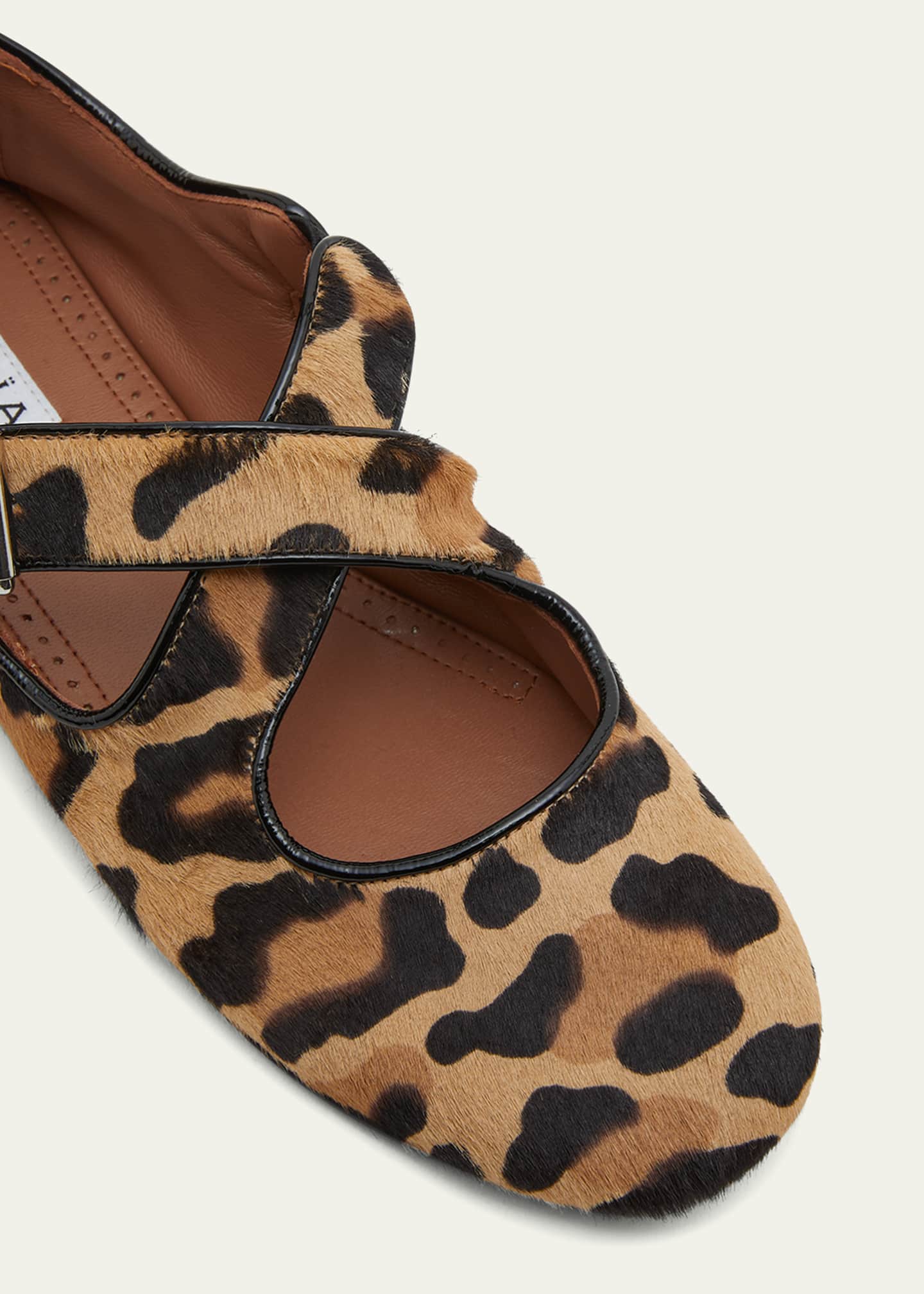 ALAIA Leopard Crisscross Ballerina Flats Image 3 of 3
